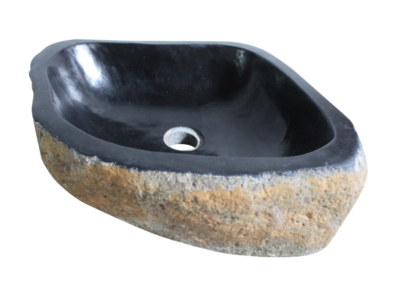 Eden Bath Black Stone Vessel Oval Rustic Bathroom Sink (6-in x 23-in ...