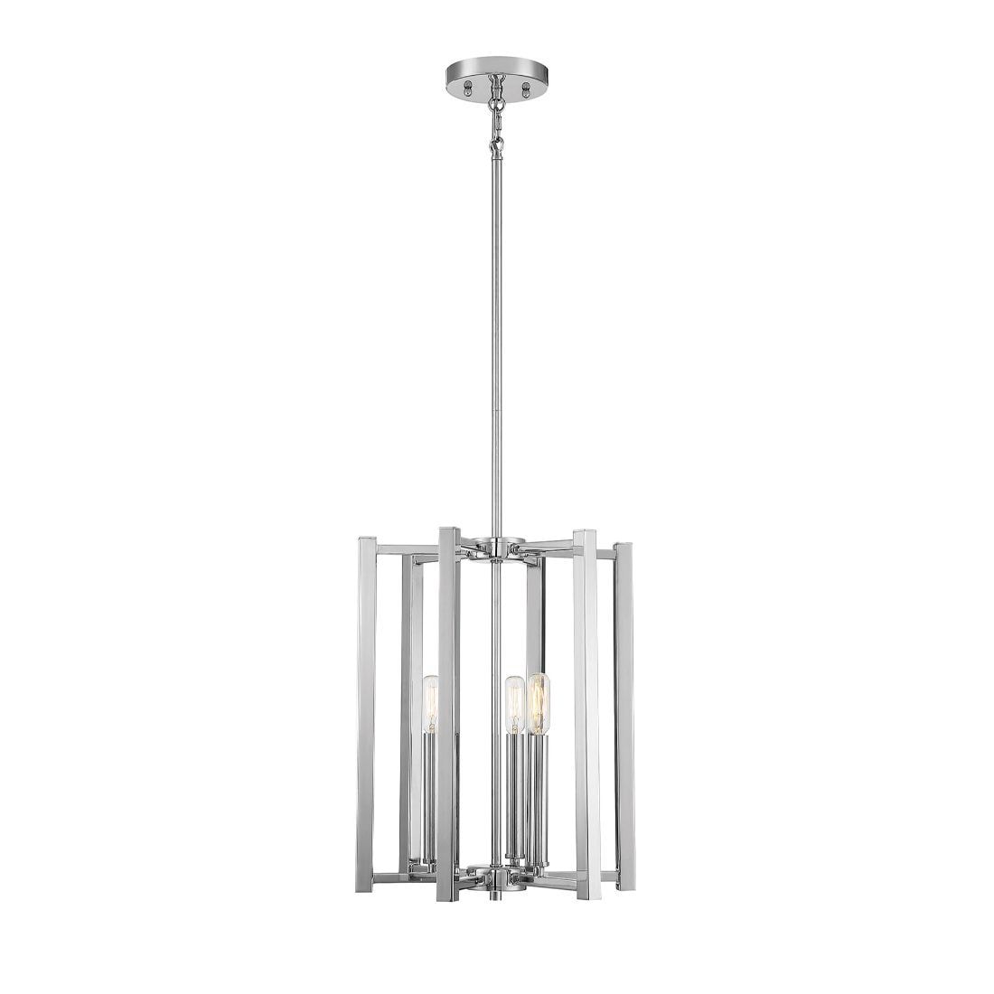  LW-SH640690 3-Light Polished Nickel Transitional Geometric Hanging Pendant Light