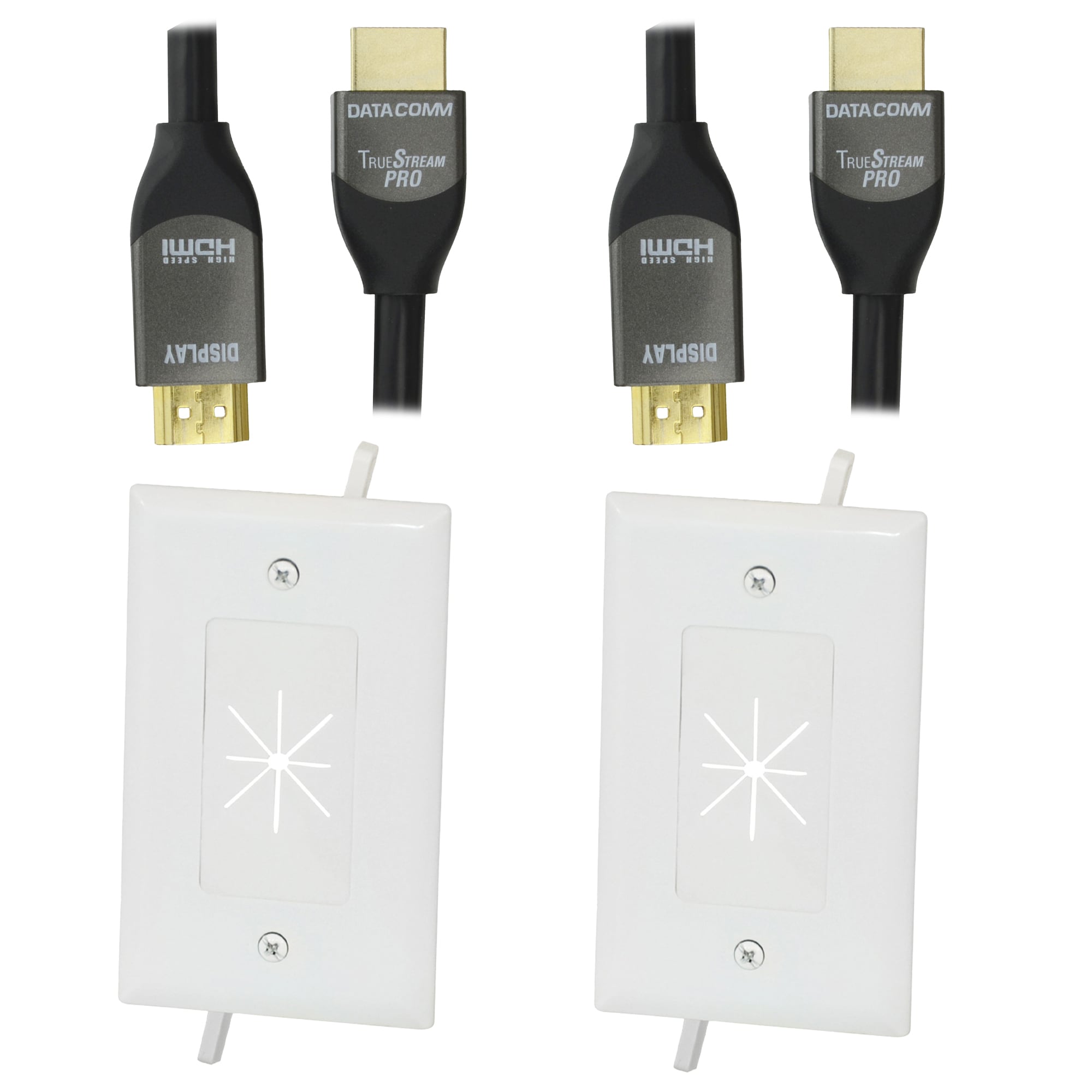DataComm Electronics KITDCMEC3 1-Gang Midsize White Plastic Indoor Wall Plate (2-Pack)