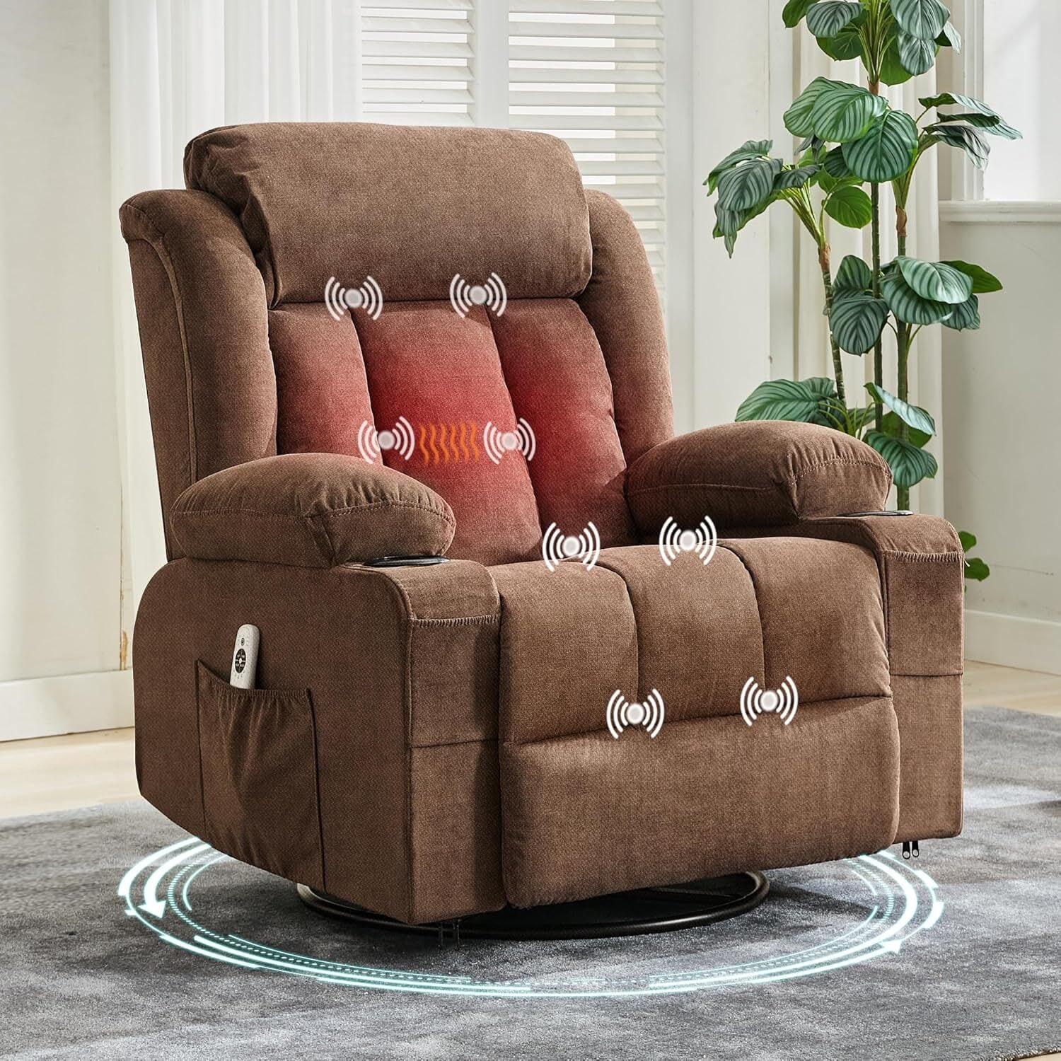 WhizMax LF-PHK-337NDWRU Transform your living space into a sanctuary of relaxation with our Oversized Recliner Chair featuring Heat and Massage functions. This recliner is perfect for unwinding after a long day or enjoying your favorite movie.