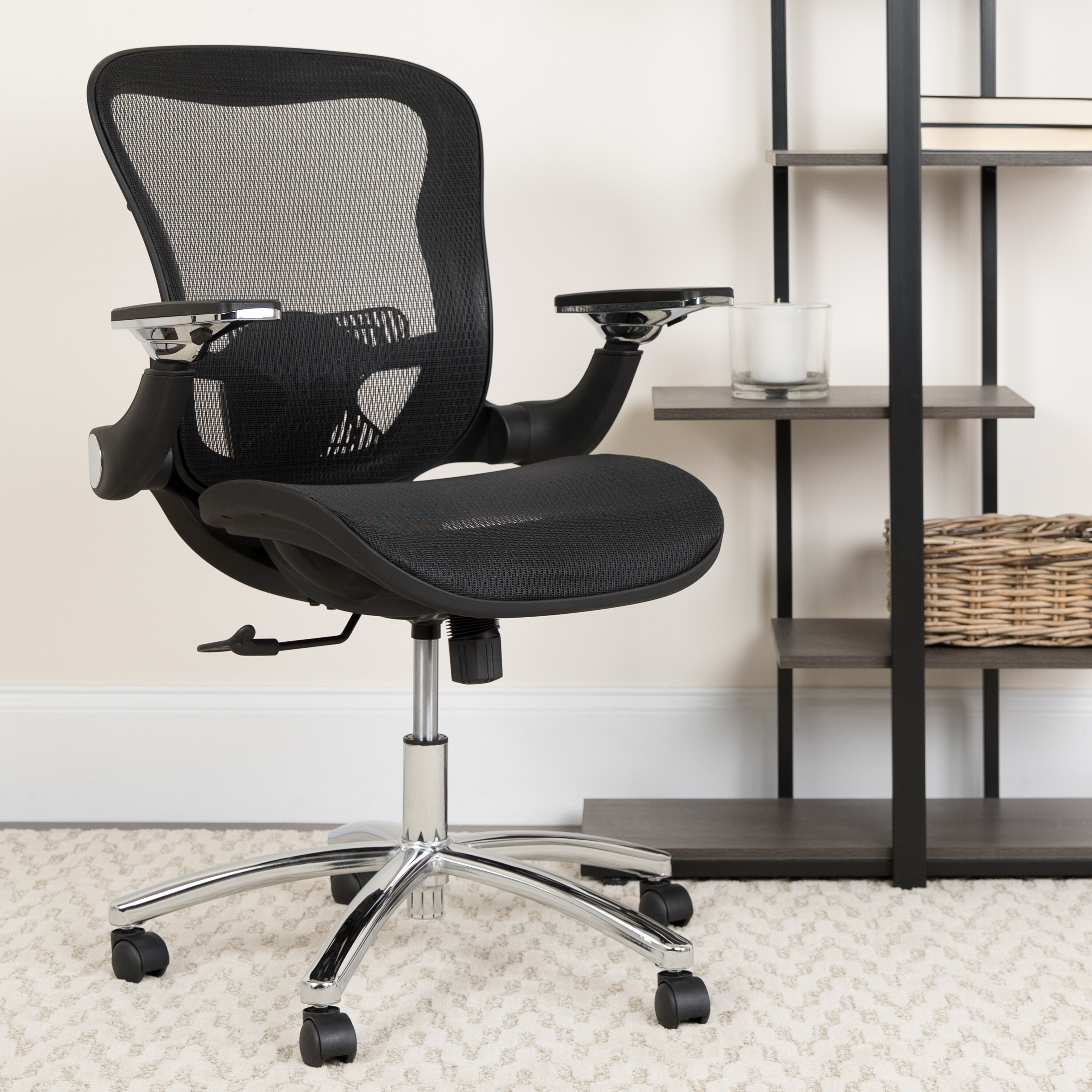 Flash Furniture Black Contemporary Adjustable Height Swivel Mesh Executive  Chair in the Office Chairs department at