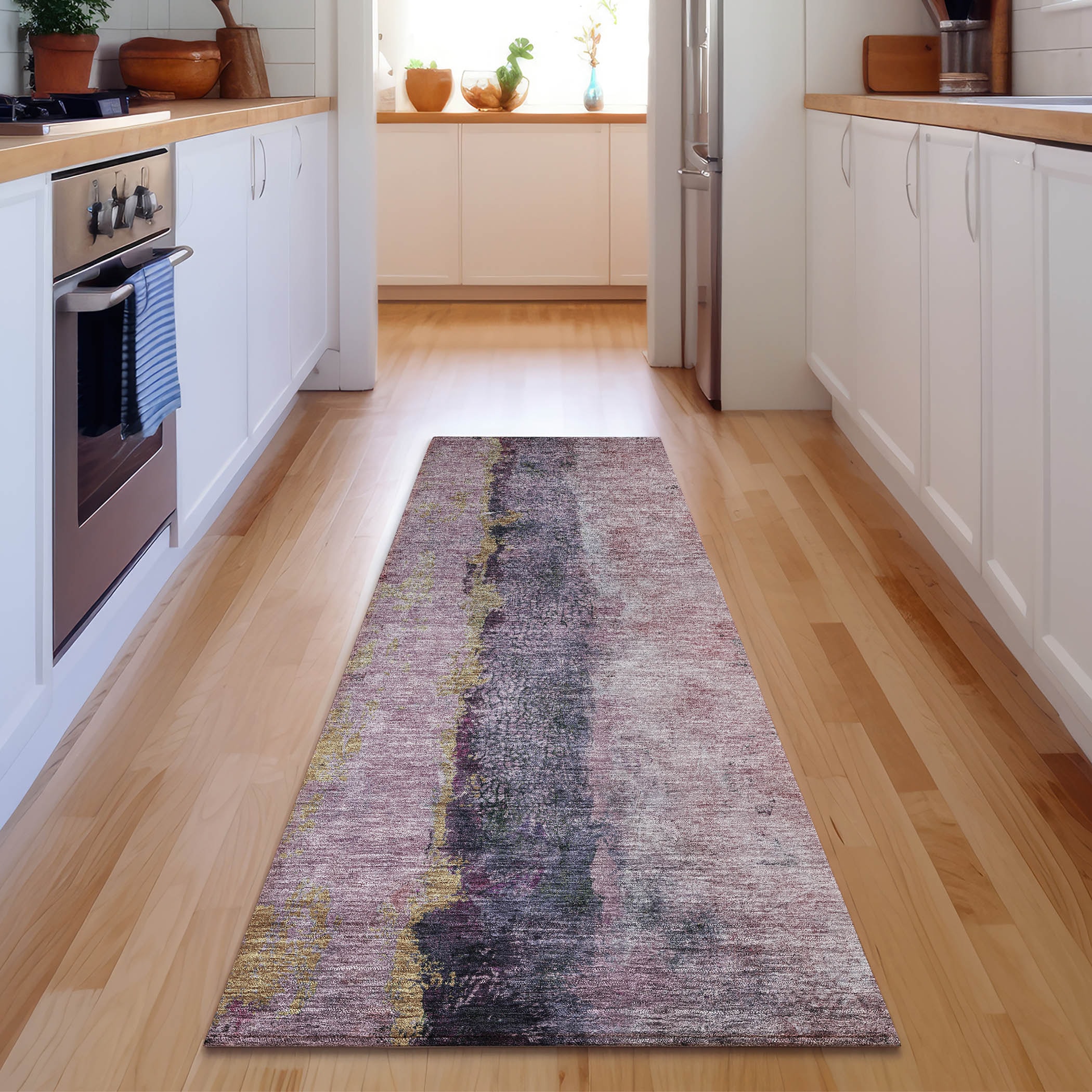 Addison Rugs AMF605BL2X8 Mayfield AMF605BL 2 x 7 (ft) Loomed Polyester Blush Rectangular Indoor Geometric Machine washable Area rug