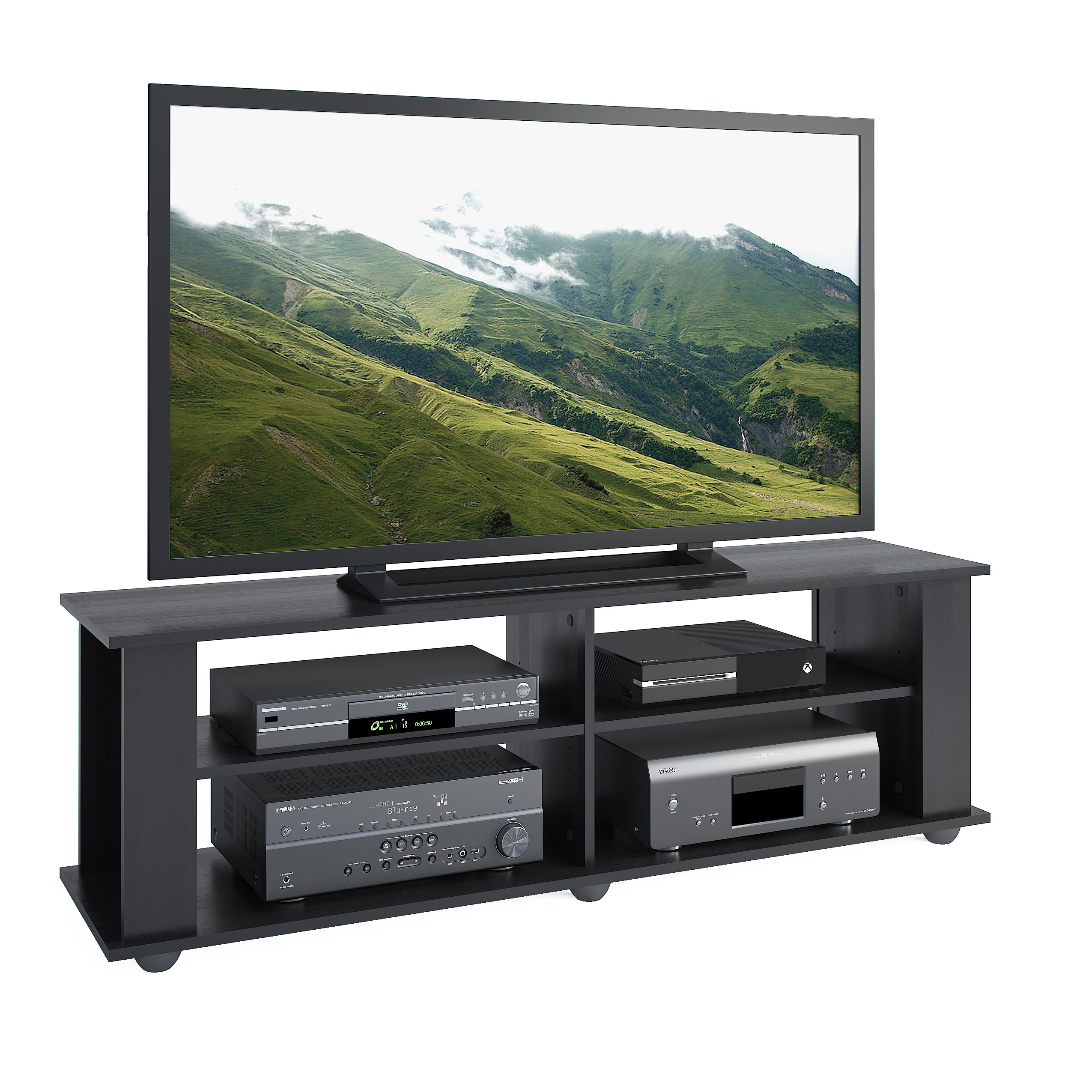 Ravenwood Black 62" Media Console with Adjustable Shelves