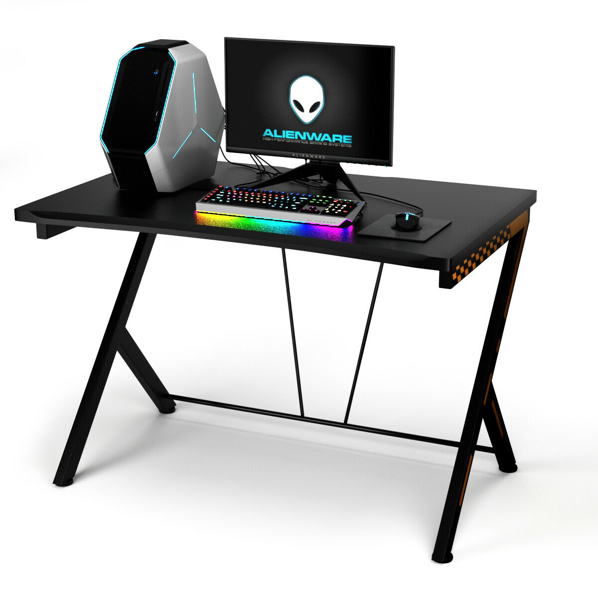 55 GIP Black Gaming Computer Curved Desk with Built-in Accessories in 2023
