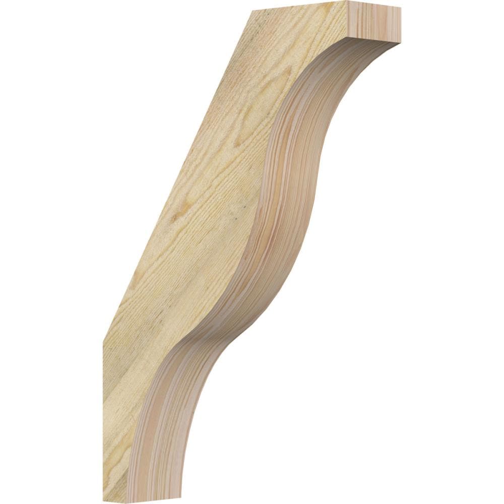 Ekena Millwork BRC04X16X24FST00RDF 4-in x 16-in x 24-in Douglas Fir Unfinished Wood Funston Rough Sawn Knee Brace