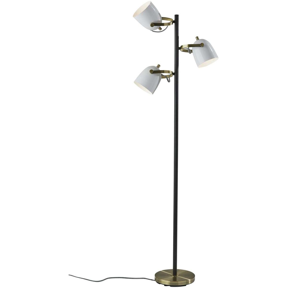 Adesso 1823691 3496-21 Casey Floor Lamp Black and White with Antique Brass