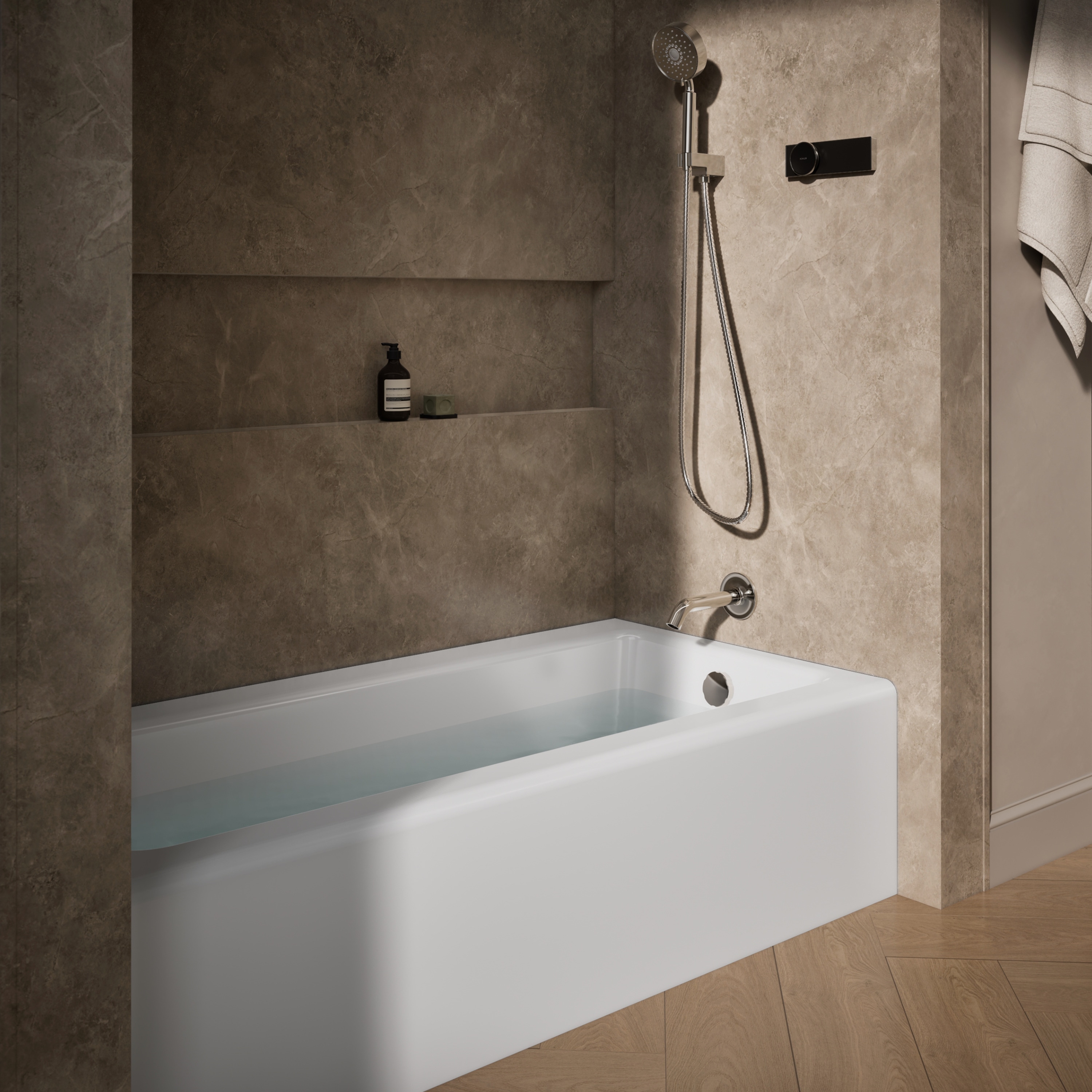 KOHLER 848-0 Bellwether 32.0-in x 66.0-in White Cast Iron Rectangle Alcove Soaking Bathtub ( Right Drain )