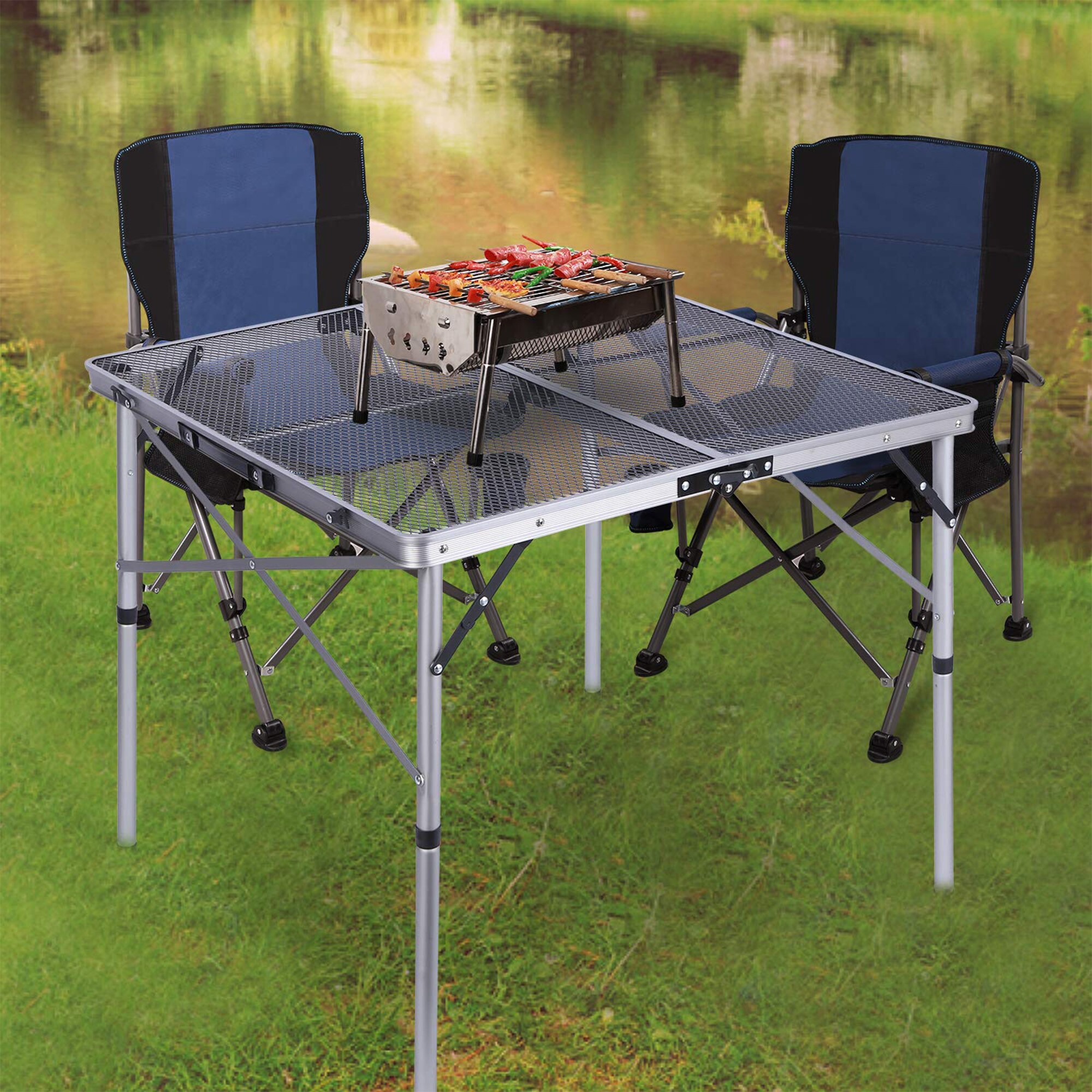 Grill Table Portable Folding Camping Patio Table Solid Cedar