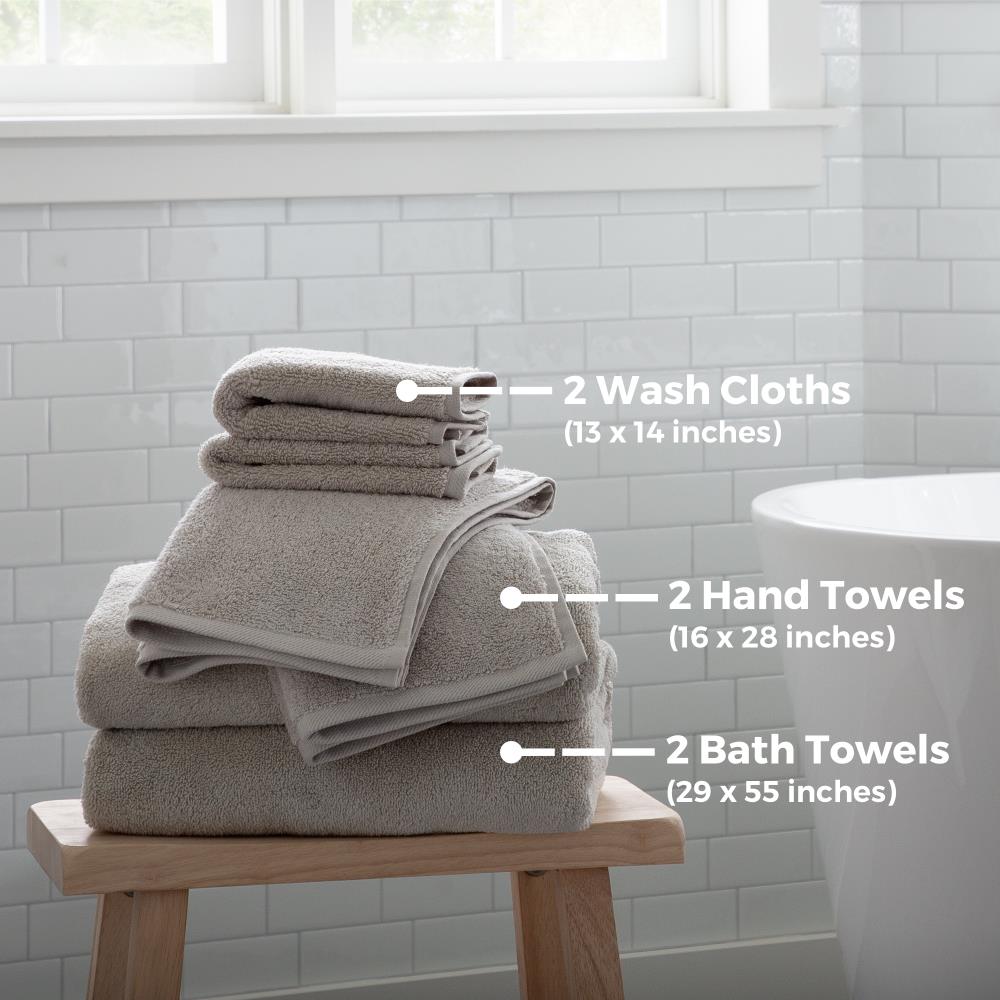 Slate Grey Organic Turkish Cotton Bath Towels, Set of 6 + Reviews