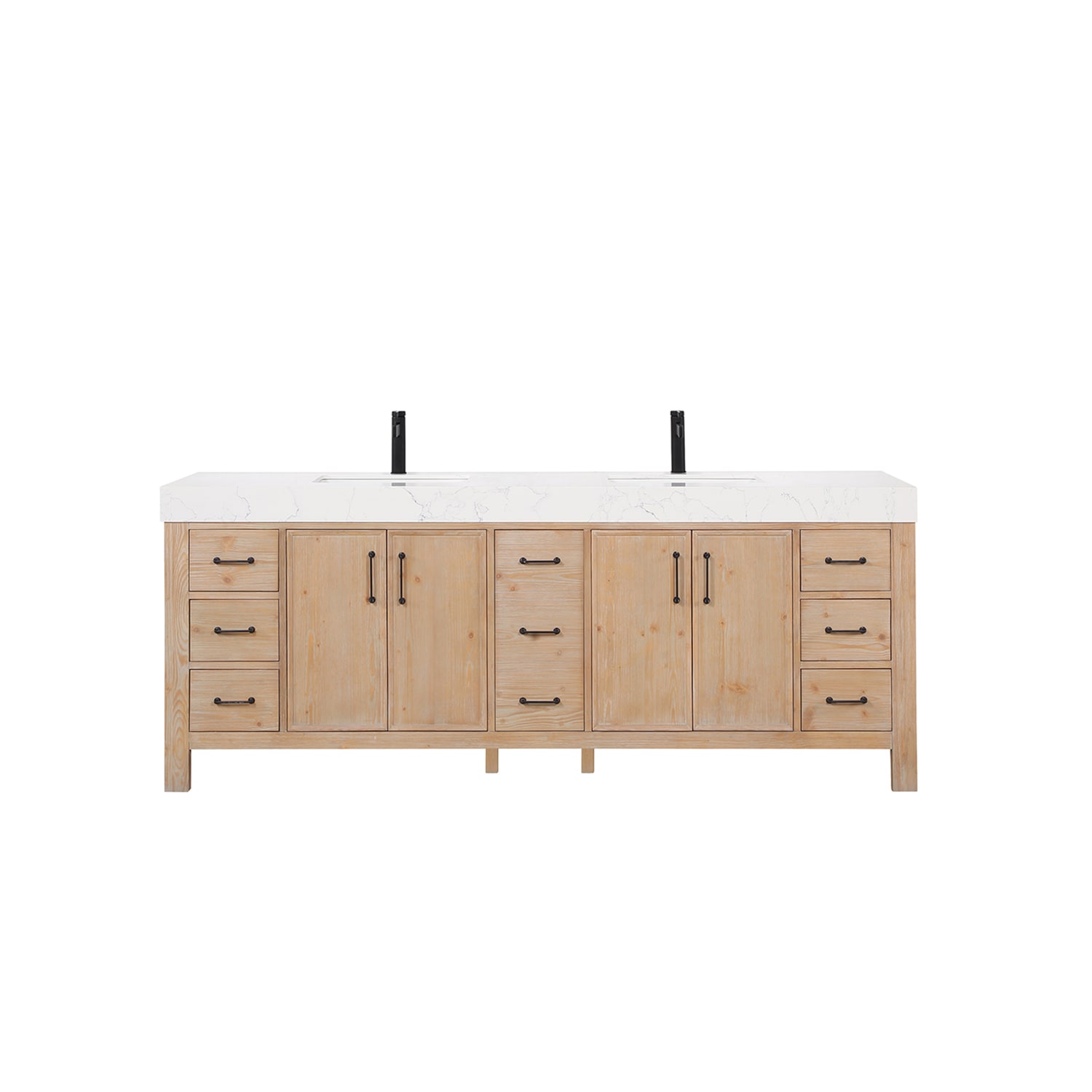 Leon 84" Fir Wood Double Vanity with Composite Top