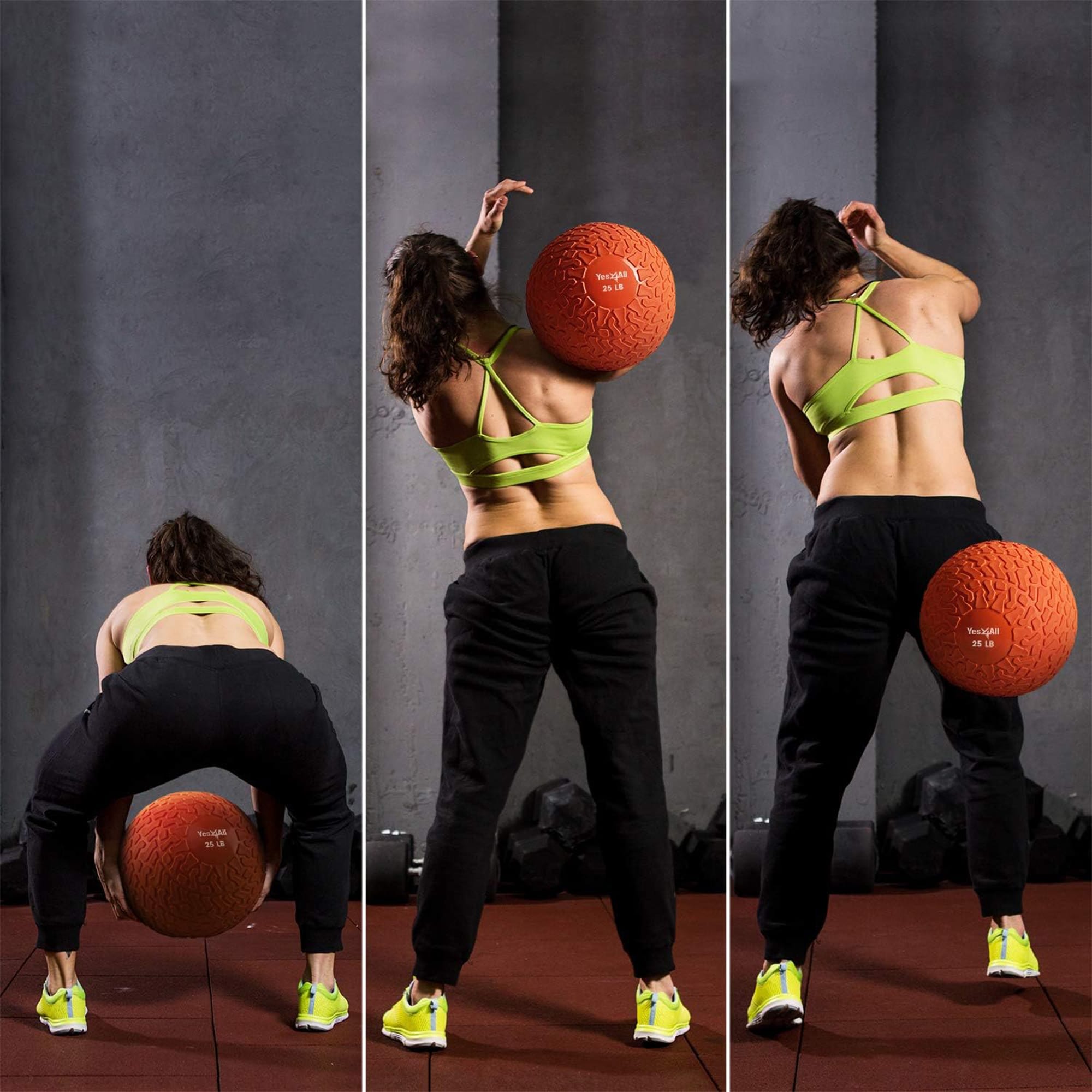 Yes4All 25Lb Slam Ball Durable Sand Filled Workout Weight Ball Orange ...