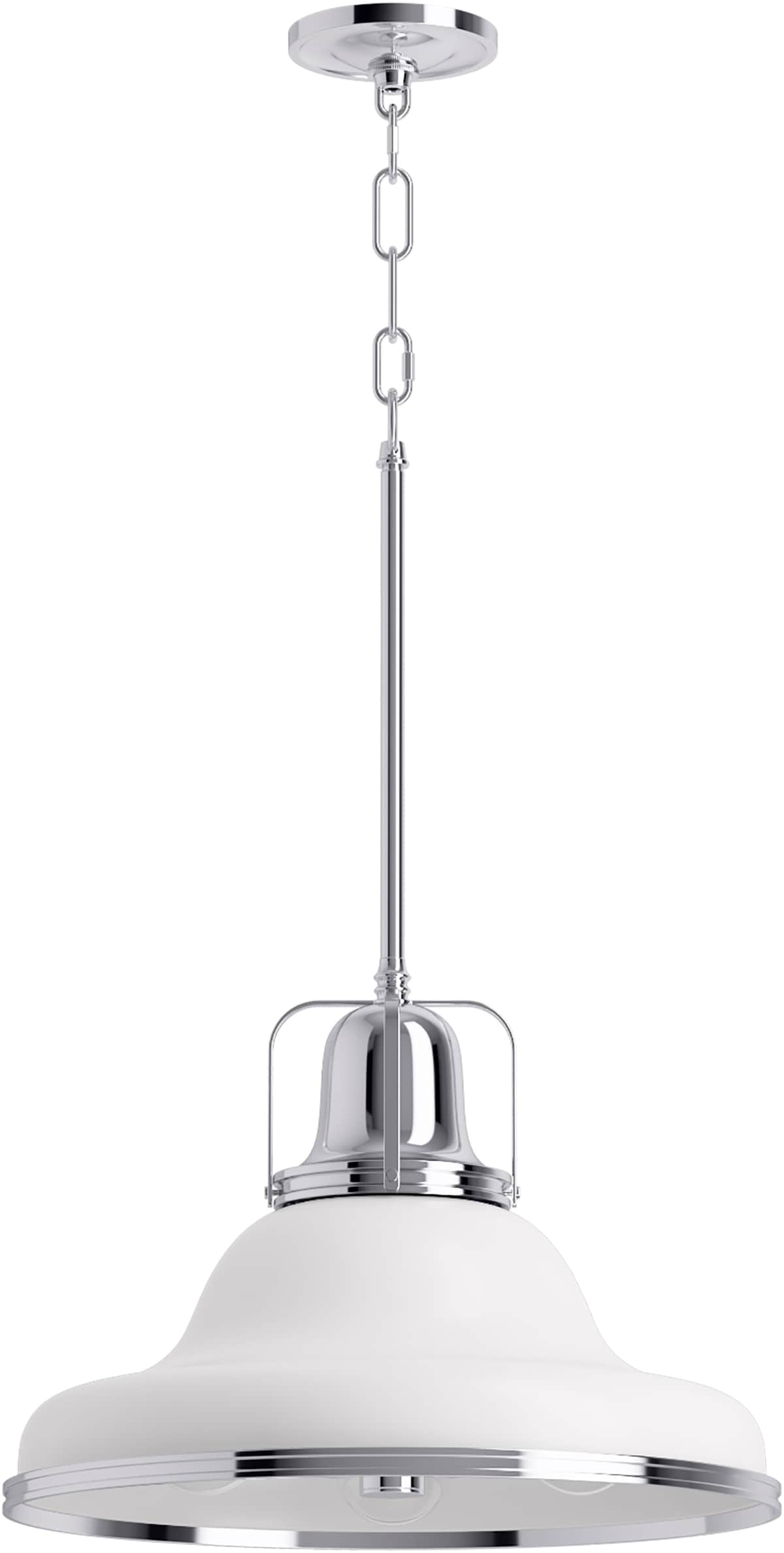 KOHLER Hauksbee 3-Light White with Chrome Trim XL Pendant with Metal Shade