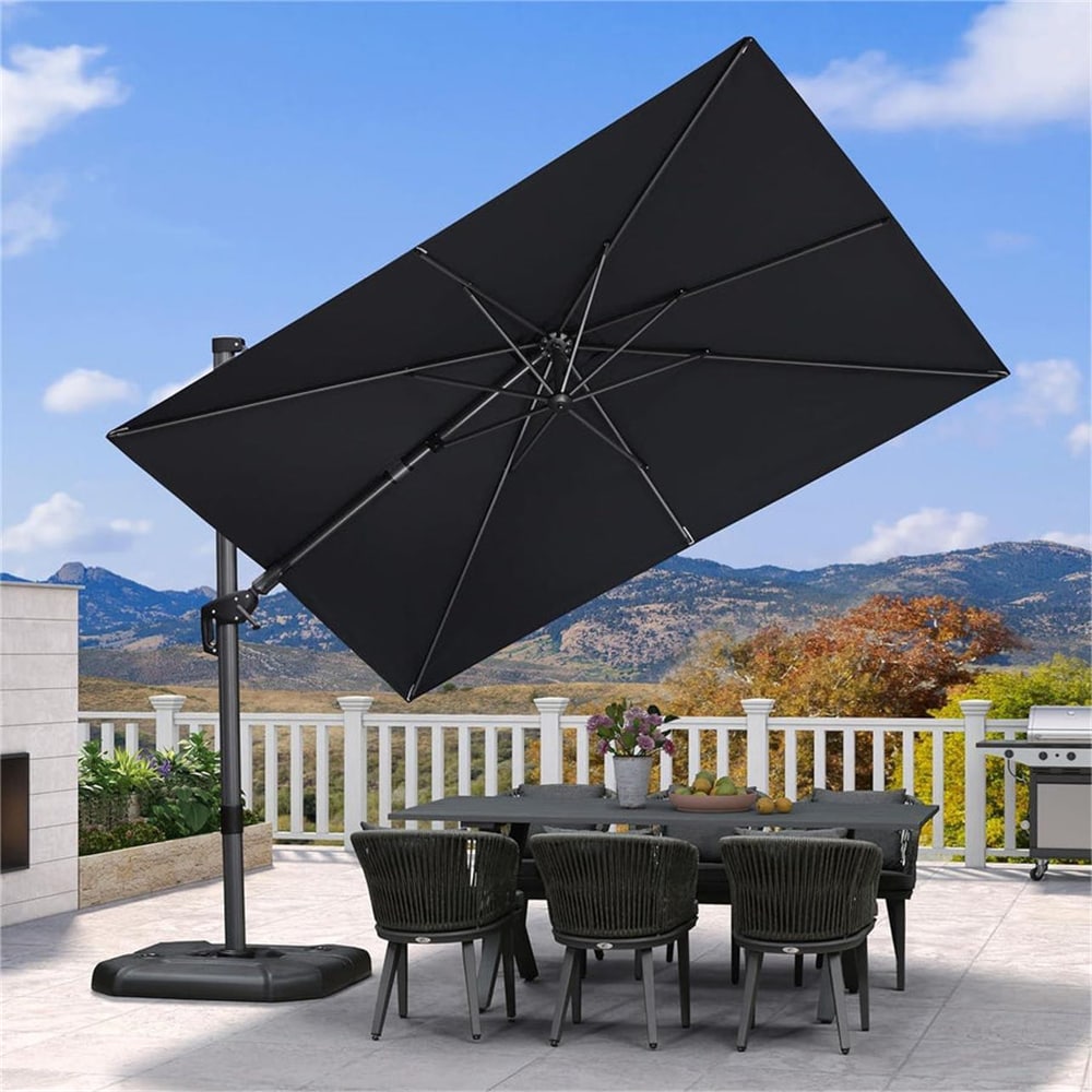 PURPLE LEAF LS04XHRCDXZ0610-GY 6-ft Aluminum Gray Crank Cantilever Patio Umbrella