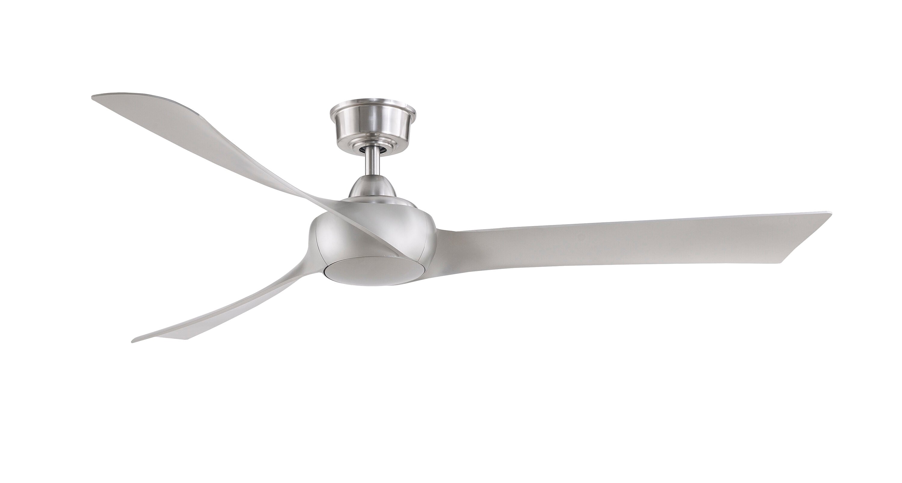 Fanimation FPD8531BN-64BN Wrap Custom 64-in Outdoor Smart Brushed Nickel with Brushed Nickel Blades Ceiling Fan Light Kit Compatible - Remote Included ( 3 -Blade )