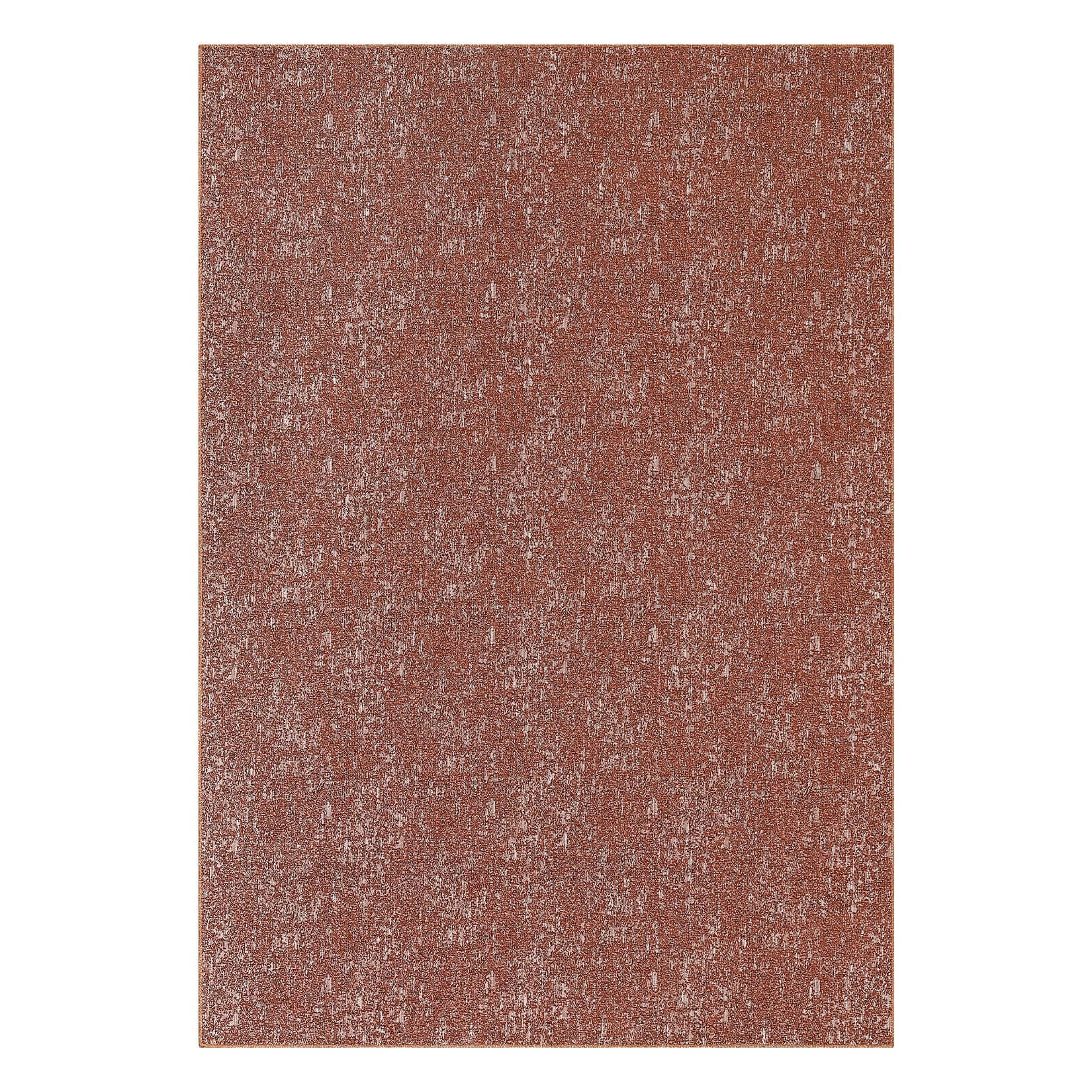 Qeetex LSN-PHO-104S8NY4 5 x 7 ft Polyester Chenille Brick Red Rectangular Hallway Bathroom Entryway Kitchen Office Foldable Abstract Printed Modern Washable Area Rug