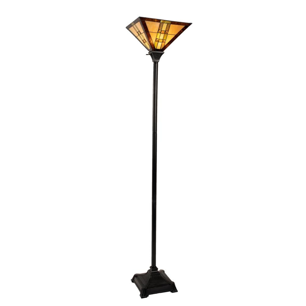 Hastings Home Tiffany Style LED Floor Lamp Modern Black Metal Base with Multicolor Stained Glass Shade Extra Tall 71 Inches 840165UNR at Lowes