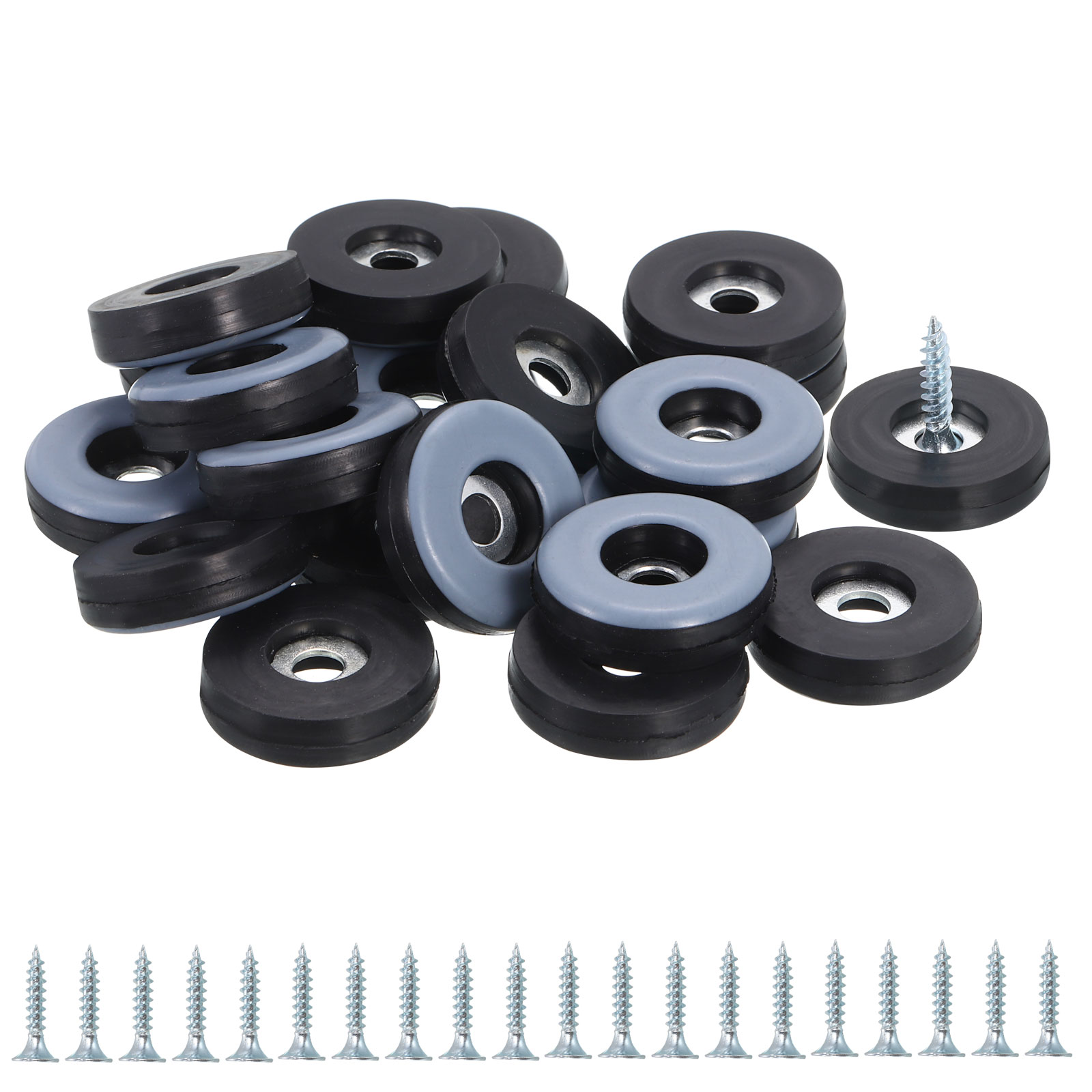Unique Bargains Furniture Sliders 20pcs 1inch - PTFE Round Chair Leg Floor Protectors Screw-On Furniture Pads with Screw Chair Glides for Carpet Hardwood Floors
