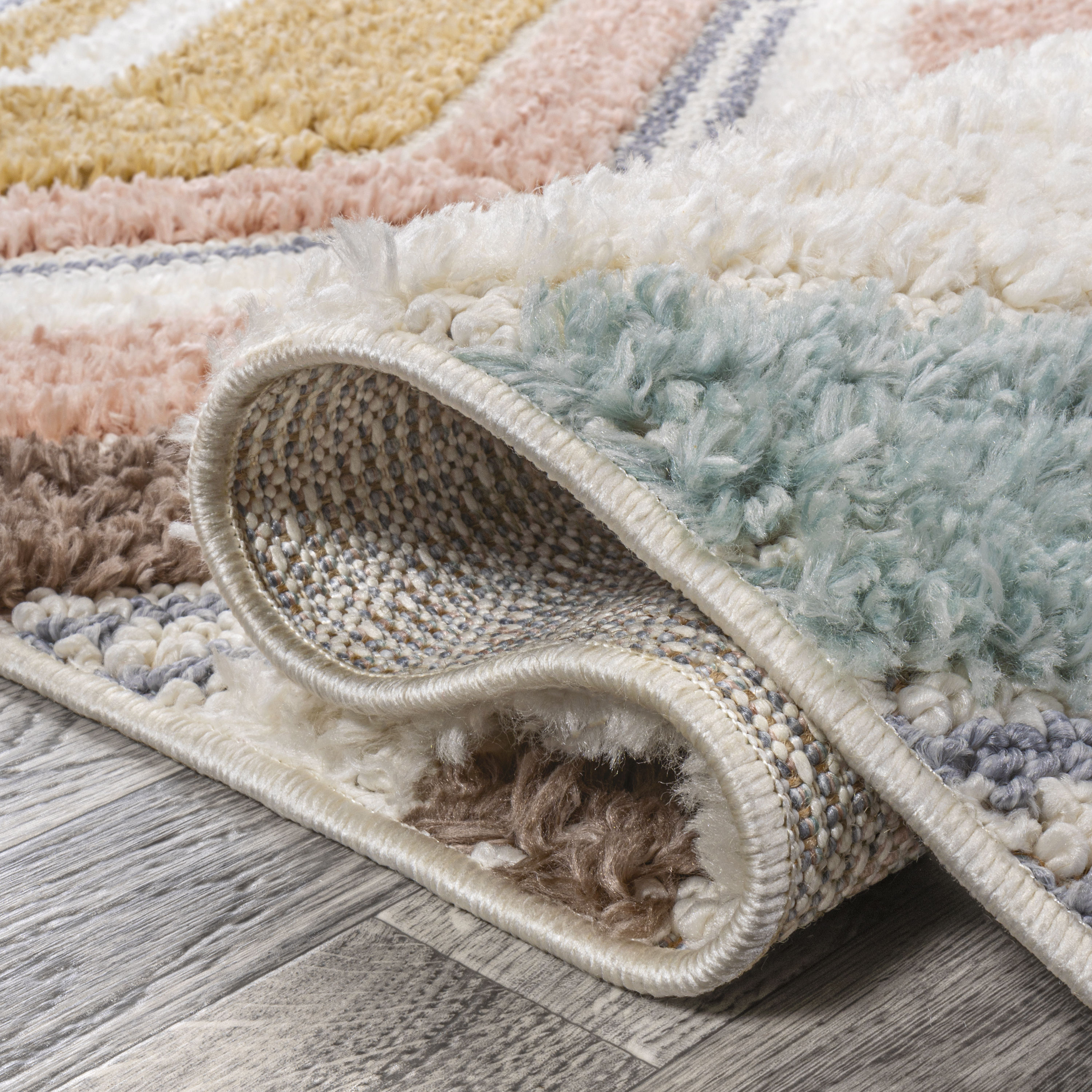 Elin Chevron High-Low Multi/Cream Synthetic Runner Rug, 2'-2" X 8'