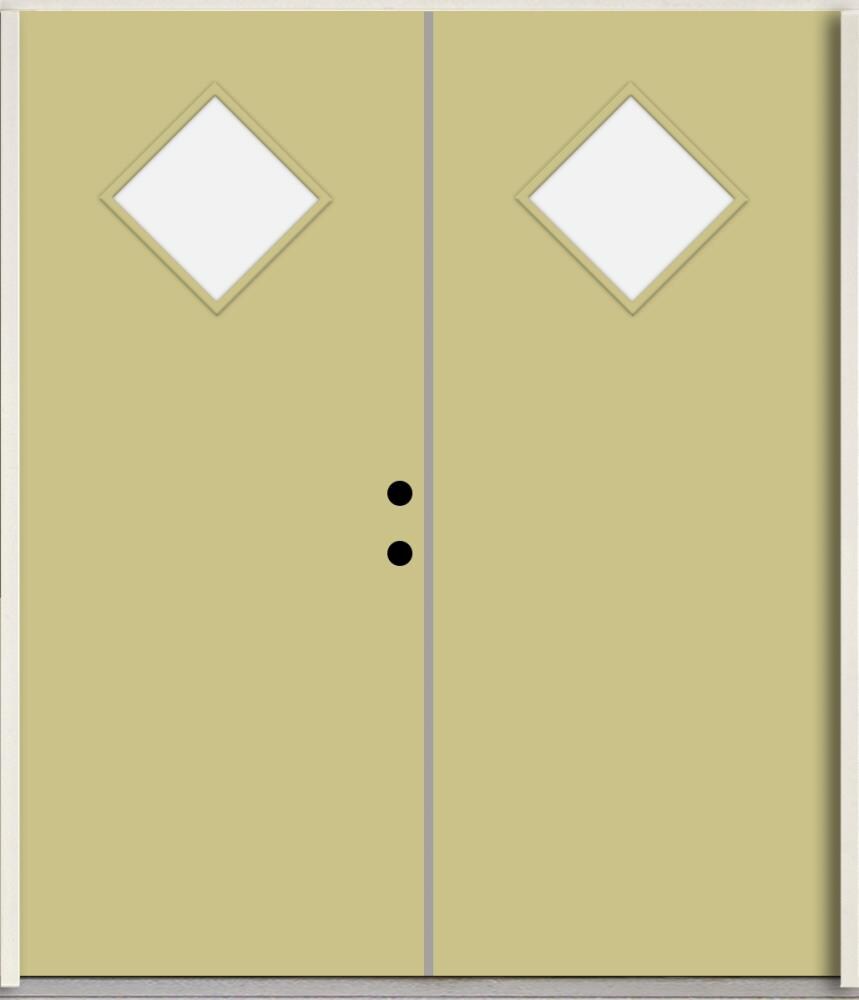 RELIABILT LO1067035 Spotlights 72-in x 80-in x Fiberglass 1/4 lite Left-hand inswing Universal Khaki Paint Painted Prehung Double Front Door Insulating core