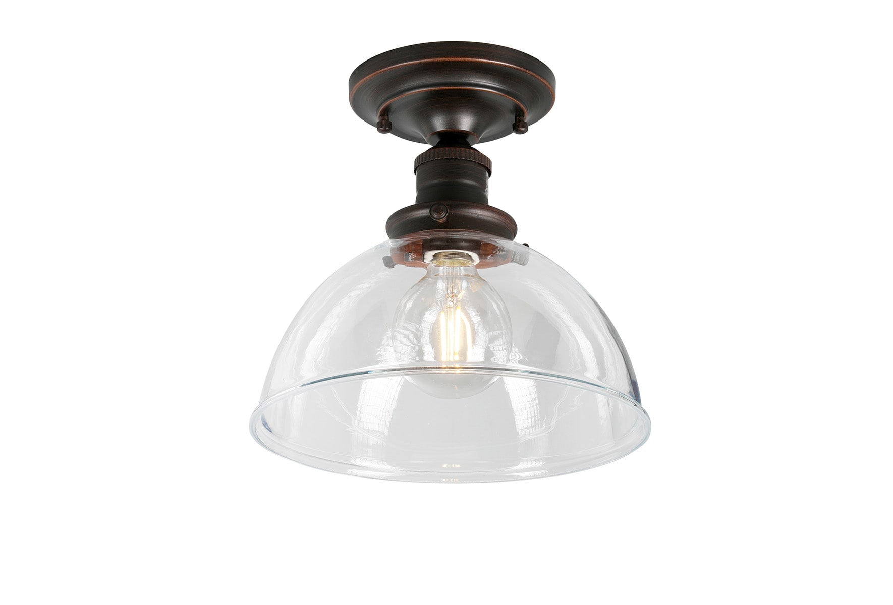 allen + roth Hensley 1-Light 10-in Matte Bronze Semi Flush Mount Light ...