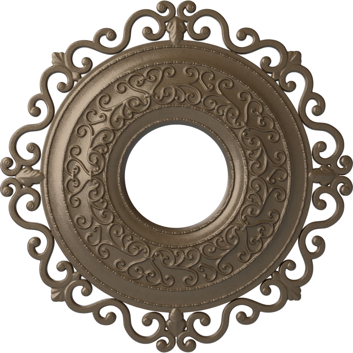 Ekena Millwork CM22ORWSS Orrington 22-in W x 22-in L Painted Warm Silver Polyurethane Whole Ceiling Medallion
