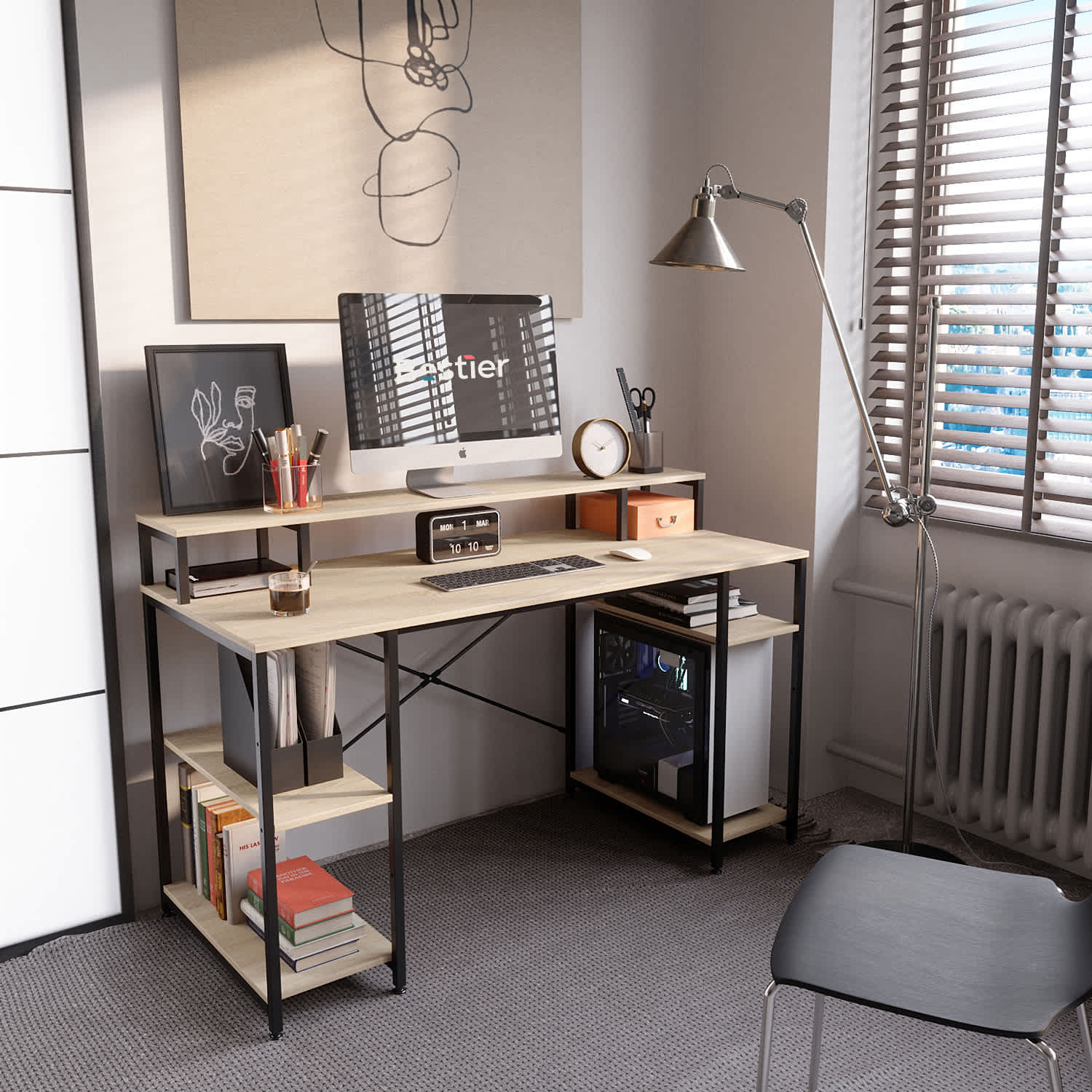 Bestier LOW-D074G-OAK desks - View #2