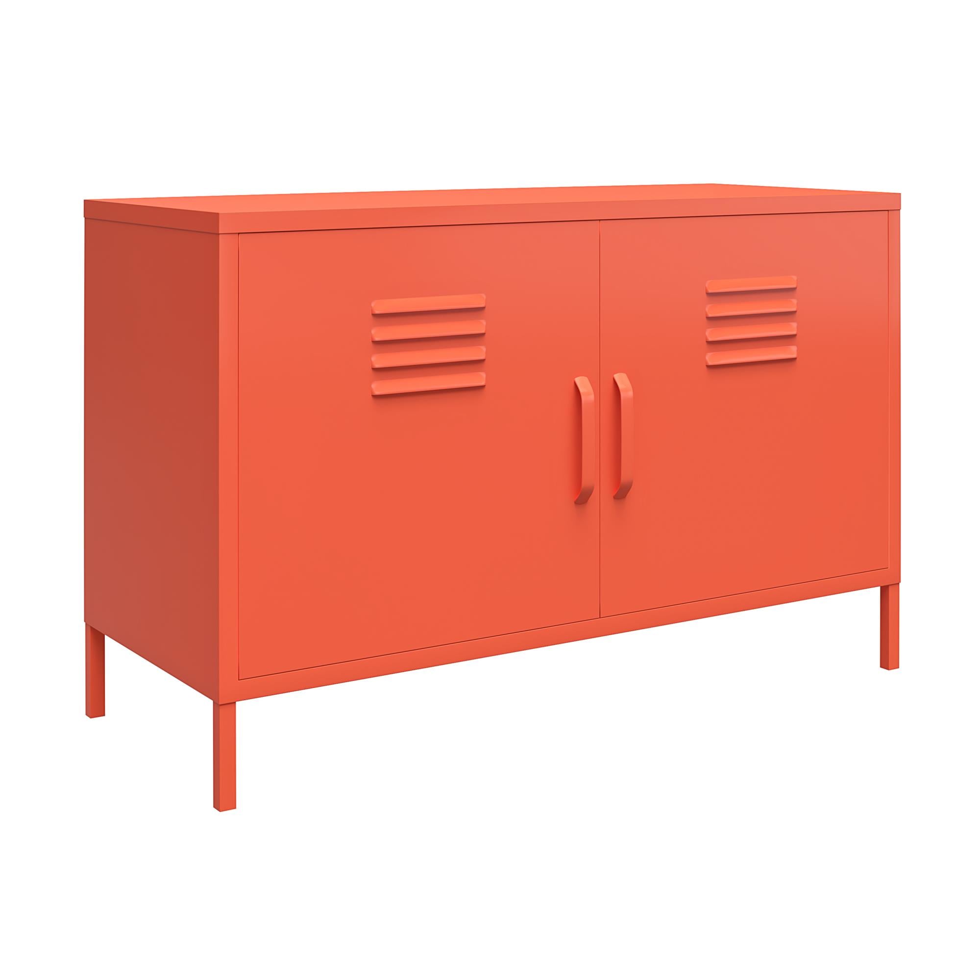 Orange Metal Locker Accent Cabinet with Adjustable Shelving