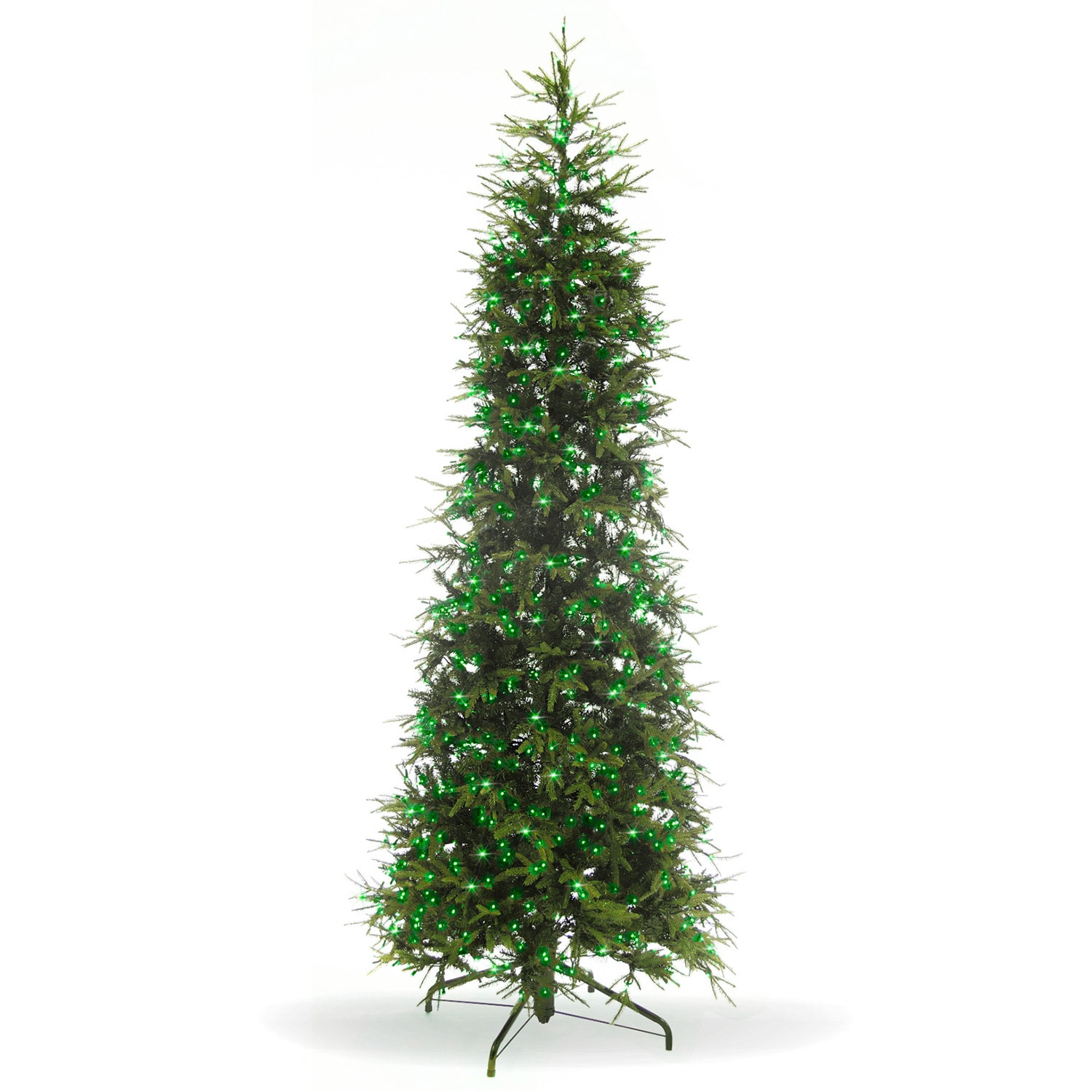 10FT Pre-Lit White Slim Pine Artificial Christmas Tree with Remote Control  and Metal Stand
