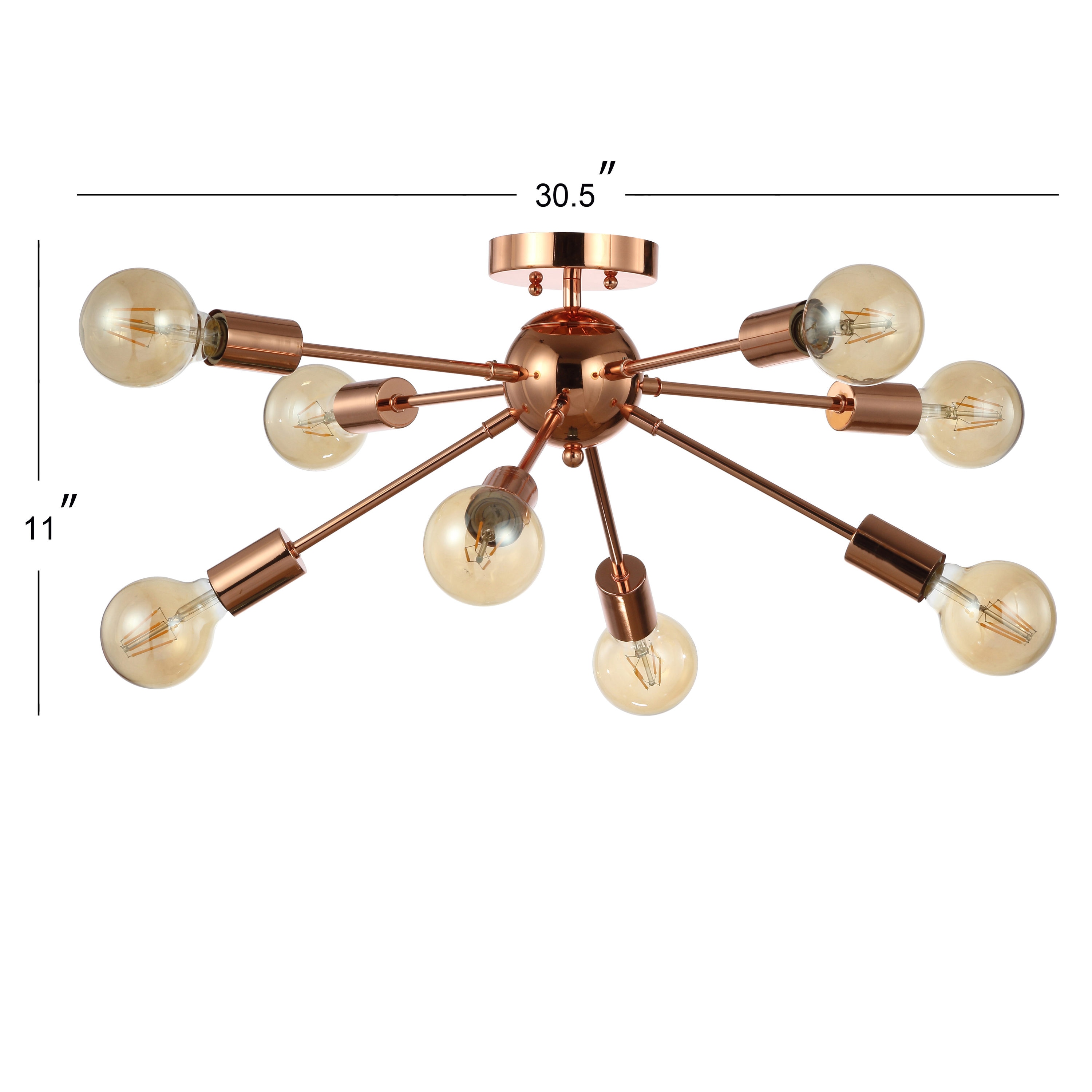 Copper 30.5" 8-Light Sputnik LED Flush-Mount