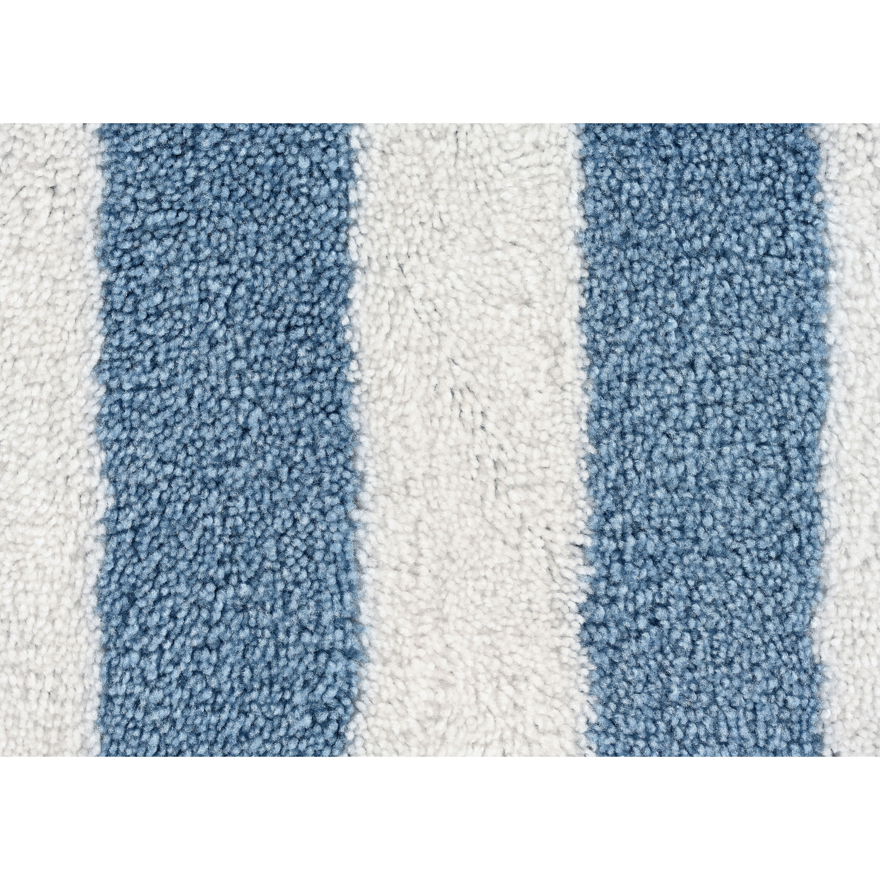Basin Blue and White Striped Washable Nylon Bath Rug Set