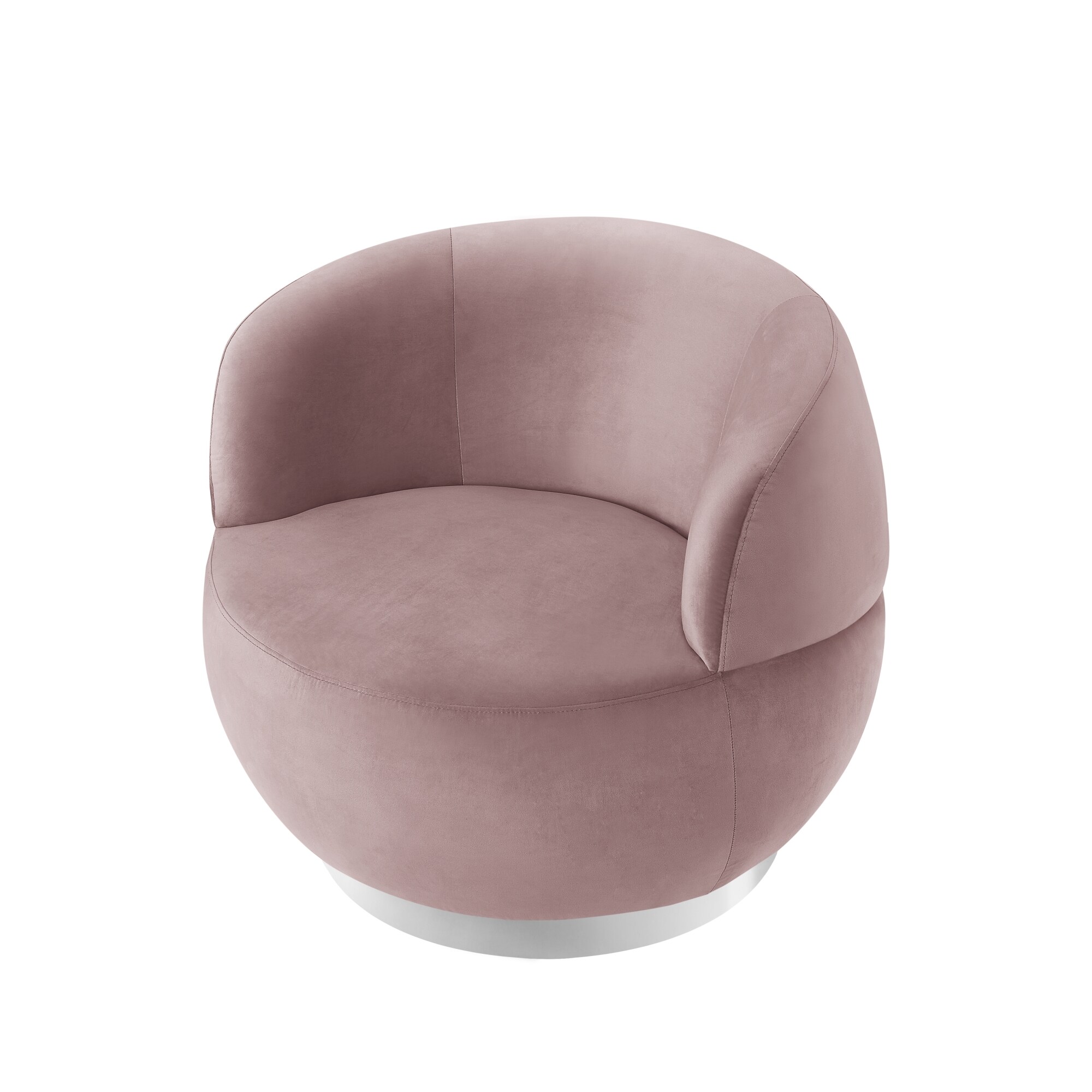 Inspired Home Ilana Modern Blush/Chrome Velvet Swivel Accent Chair in ...