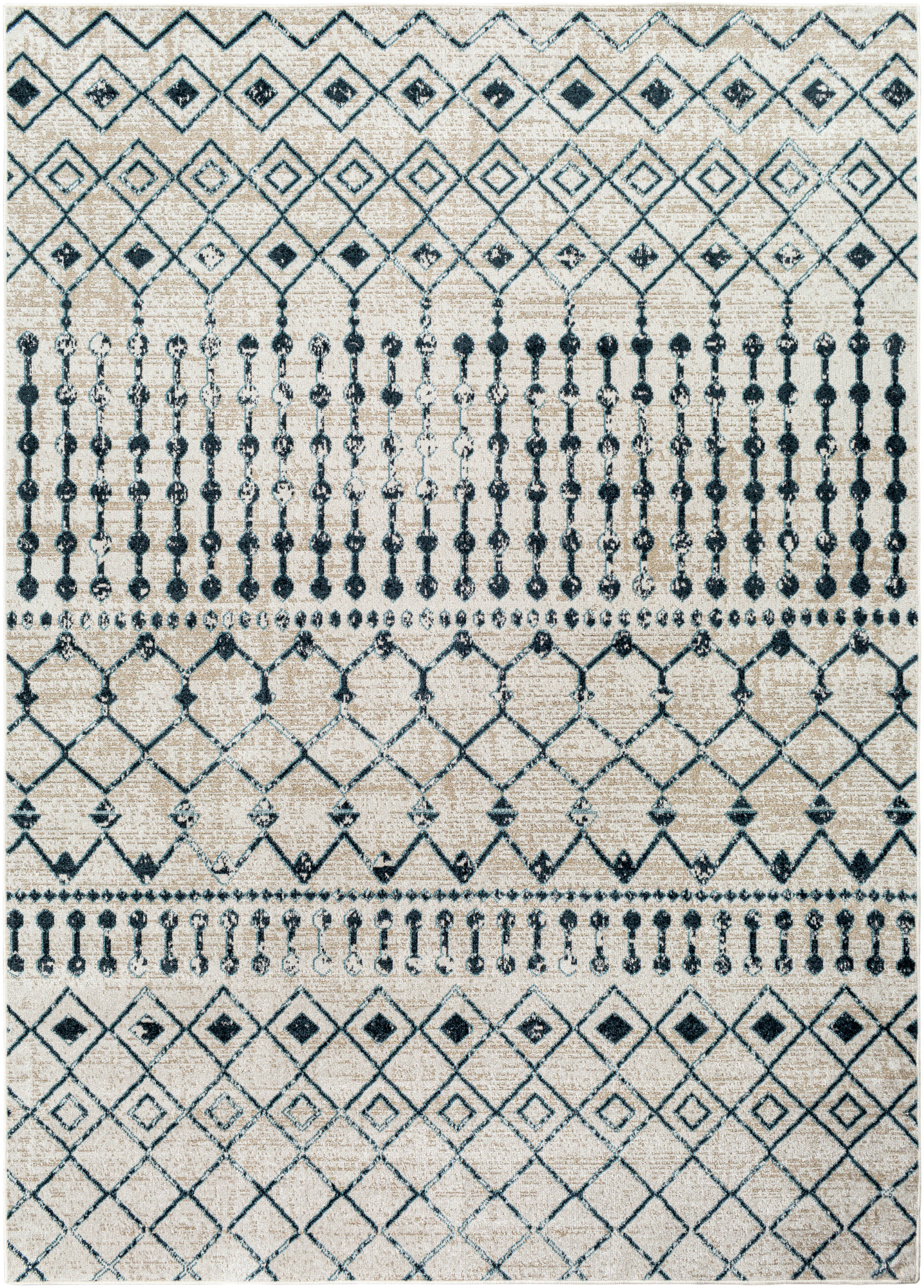 Livabliss LVR2338-67RD Lavadora 7 x 7 (ft) Polyester Navy/Grey Round Indoor Tribal Global Machine washable Area rug