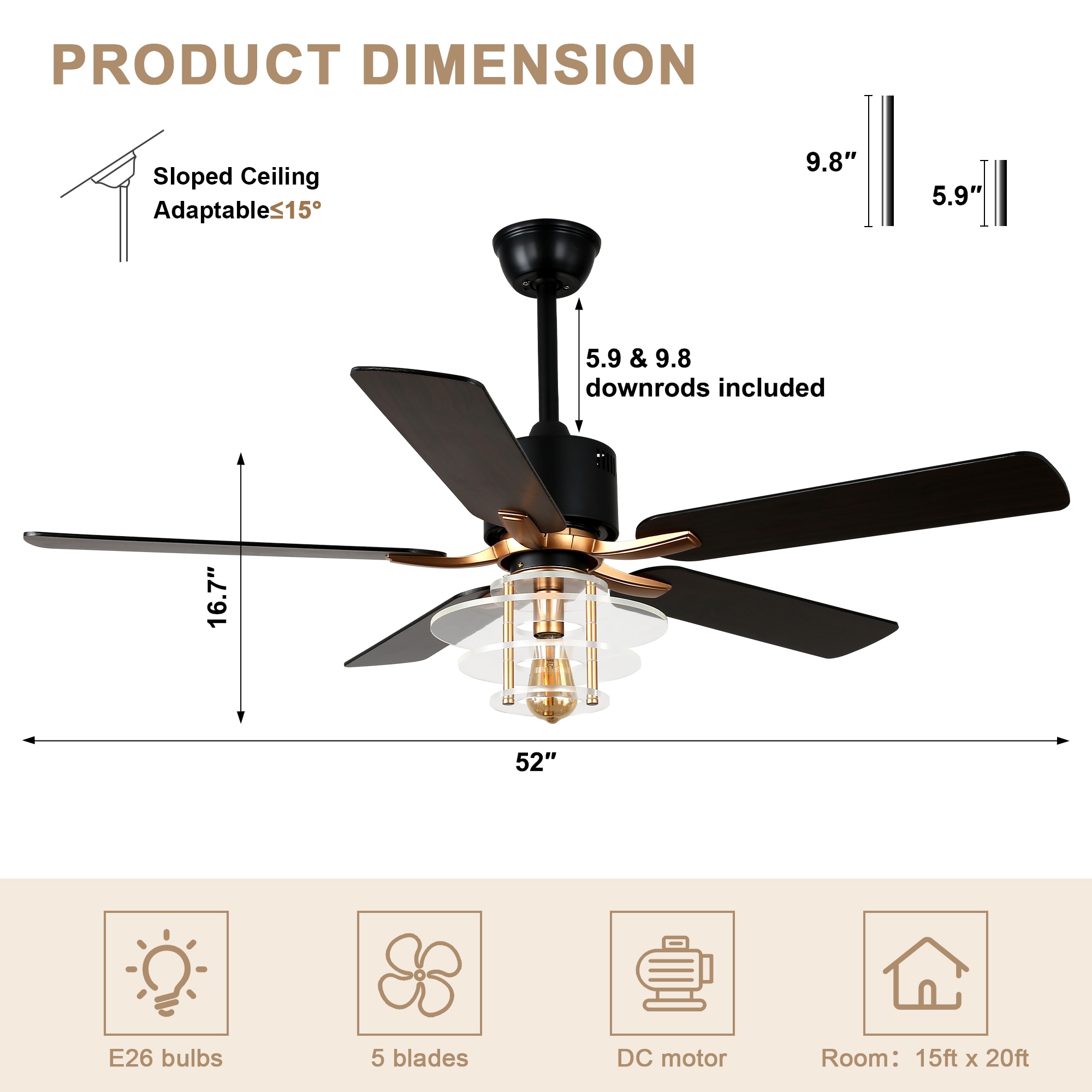 Bella Depot DCFSD5222-BR Ceiling-Fans - View #9
