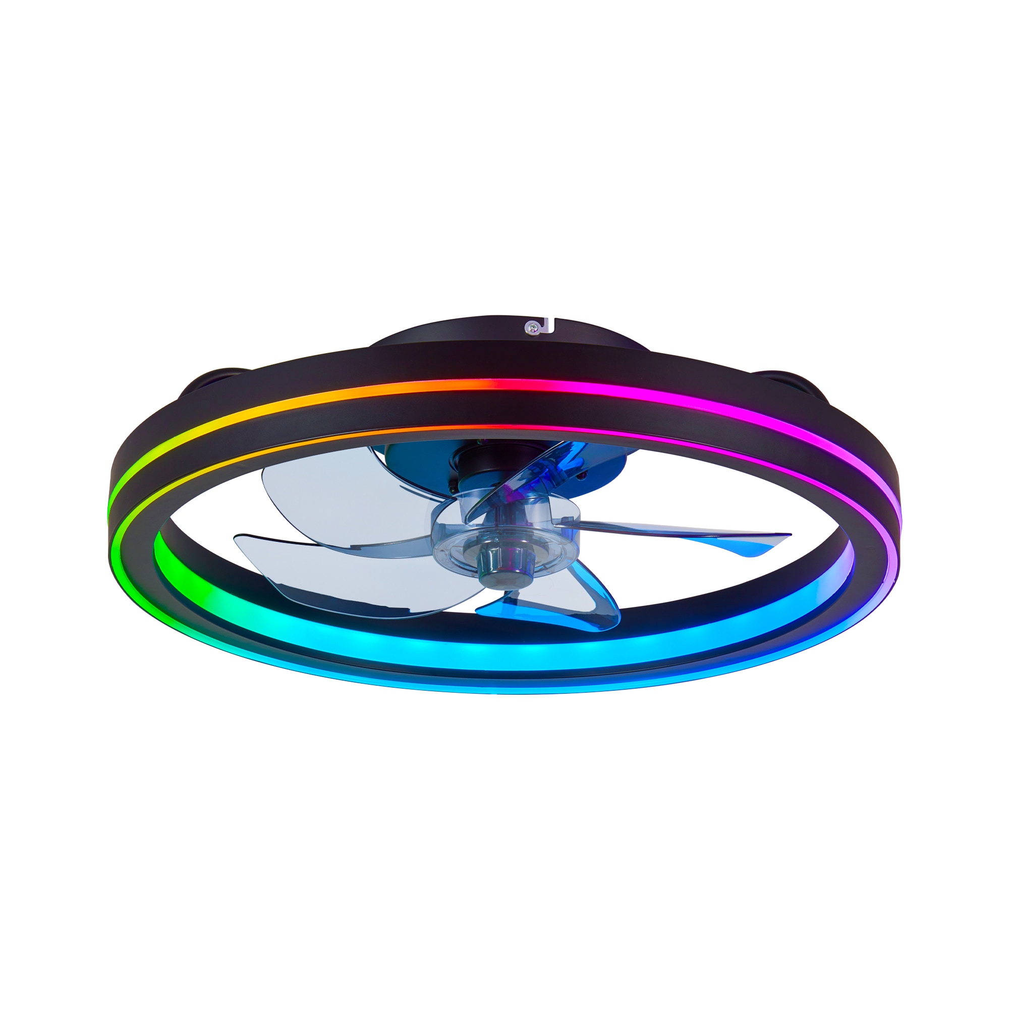 Tenleaf 19IN Black RGB Ceiling Fan with Lights  and Remote for Bedroom Works with APP