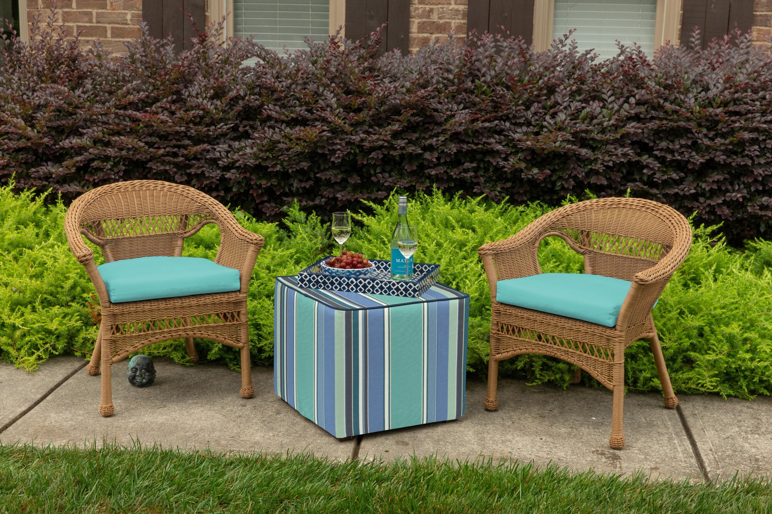 Canvas Aruba Teal Sunbrella Wicker Seat Cushion 19.5"