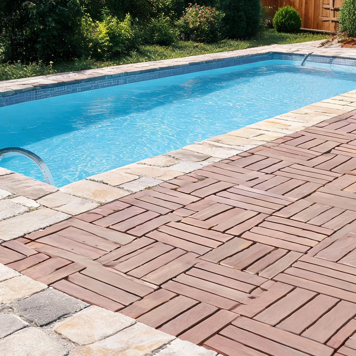 chillscreamni Interlocking Plastic Deck Tiles for Poolside Patios 12 x 12 44-Pack Brown