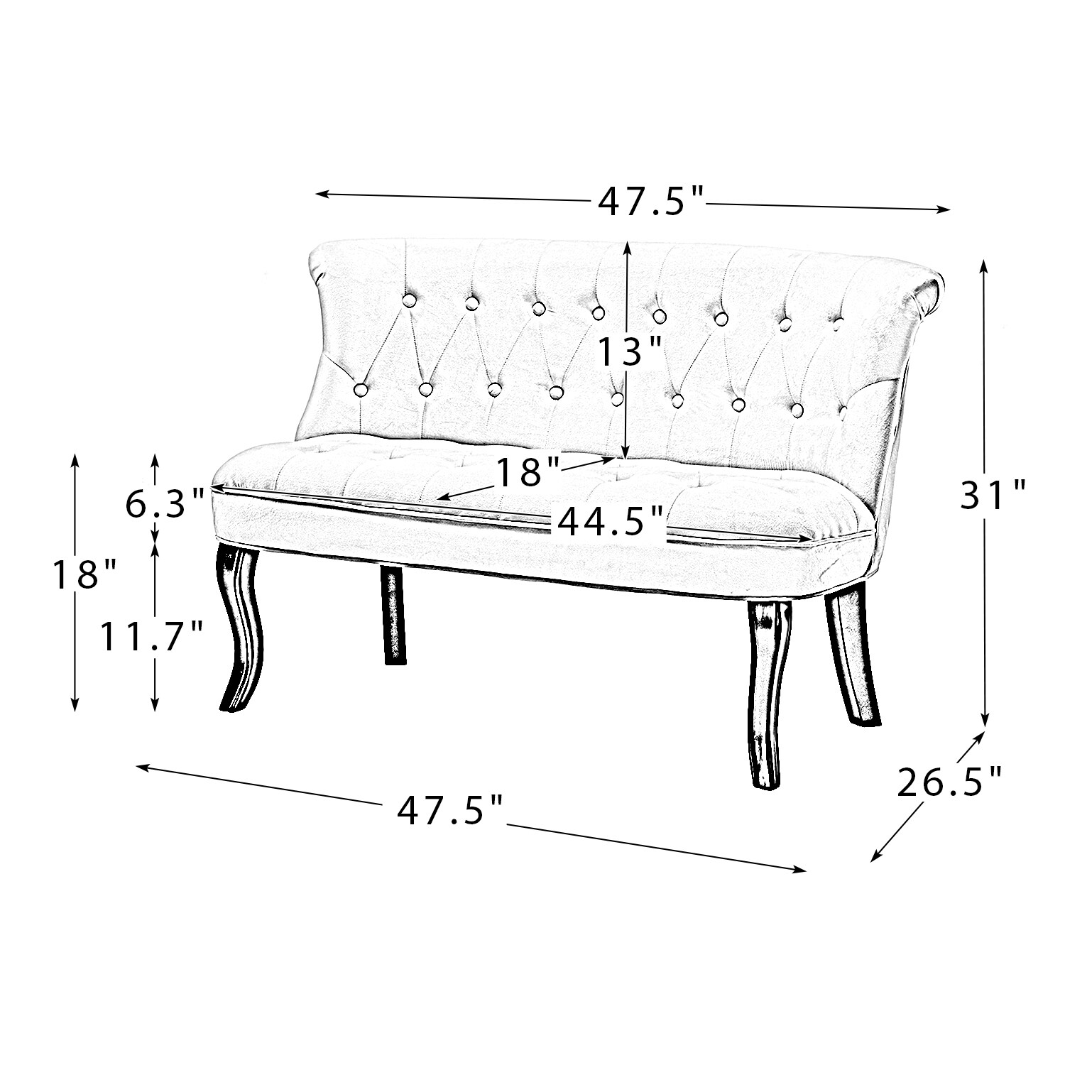 14 Karat Home SFS0422-BLACK Sofas-Loveseats - View #8