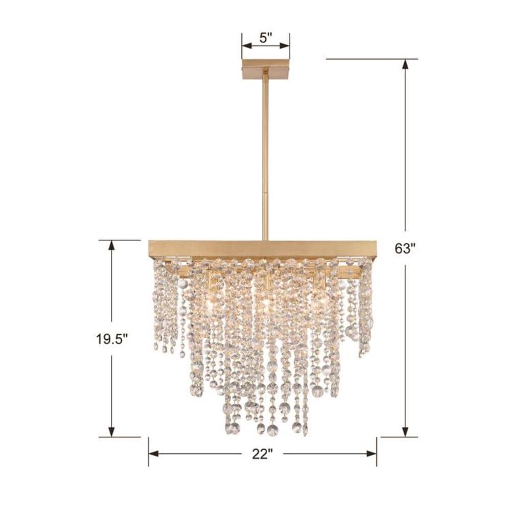 Mini Antique Gold Crystal Chandelier with Hand Cut Strands