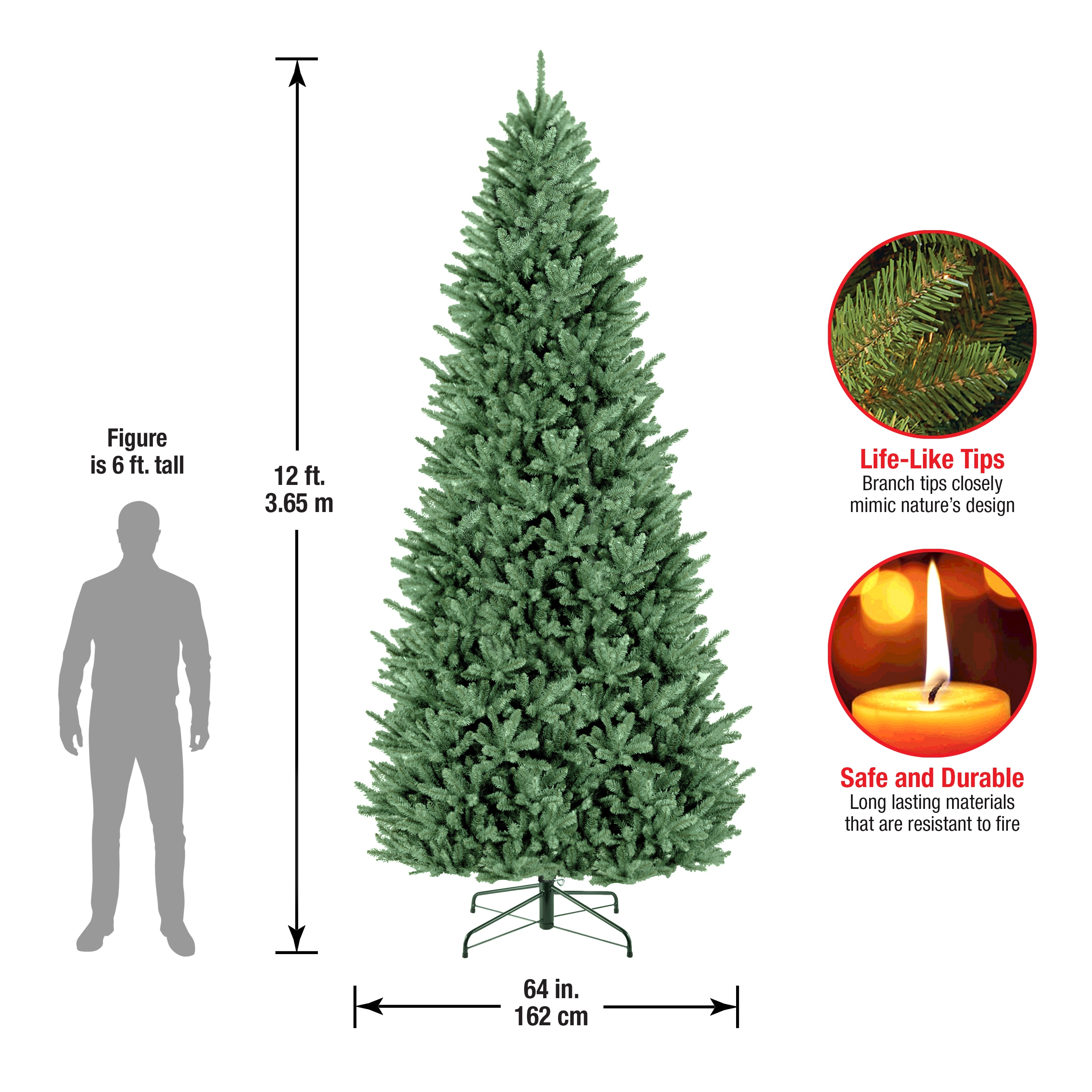 National Tree Company 12-ft Fraser Fir Pre-lit Slim Artificial ...