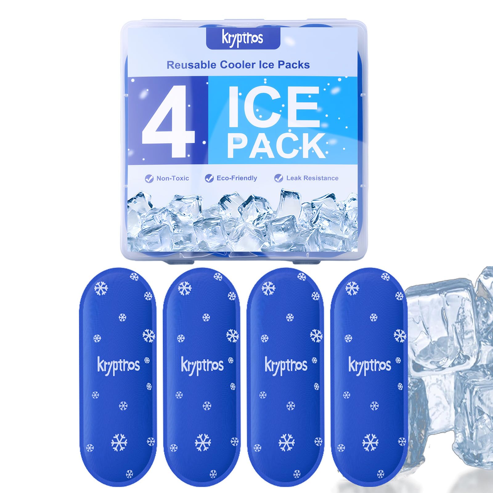 Etokfoks -  reusable ice packs four pack slim compact leak proof freezer packs for insulin cooler...