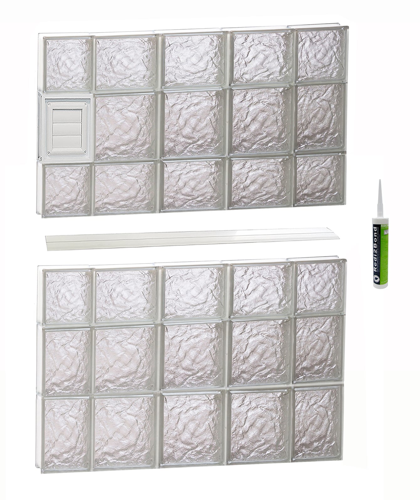 REDI2SET D3642IS Ice Glass 34-3/4-in x 40-1/2-in Frameless Replacement Dryer vent Glass Block Window