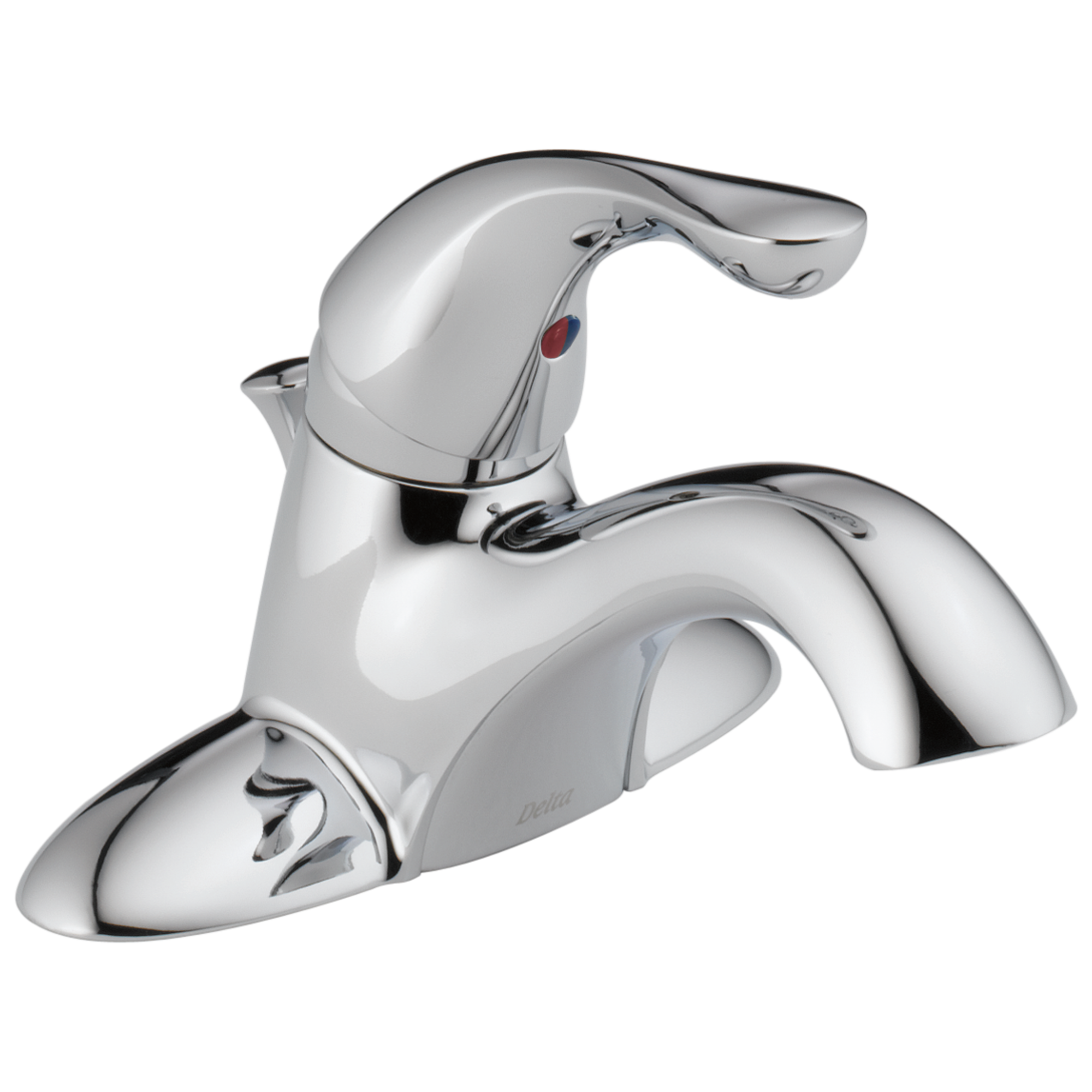 Delta 520-HGM-DST Chrome 4-in centerset 1-handle WaterSense Low-arc Residential Handle Bathroom Sink Faucet with Drain