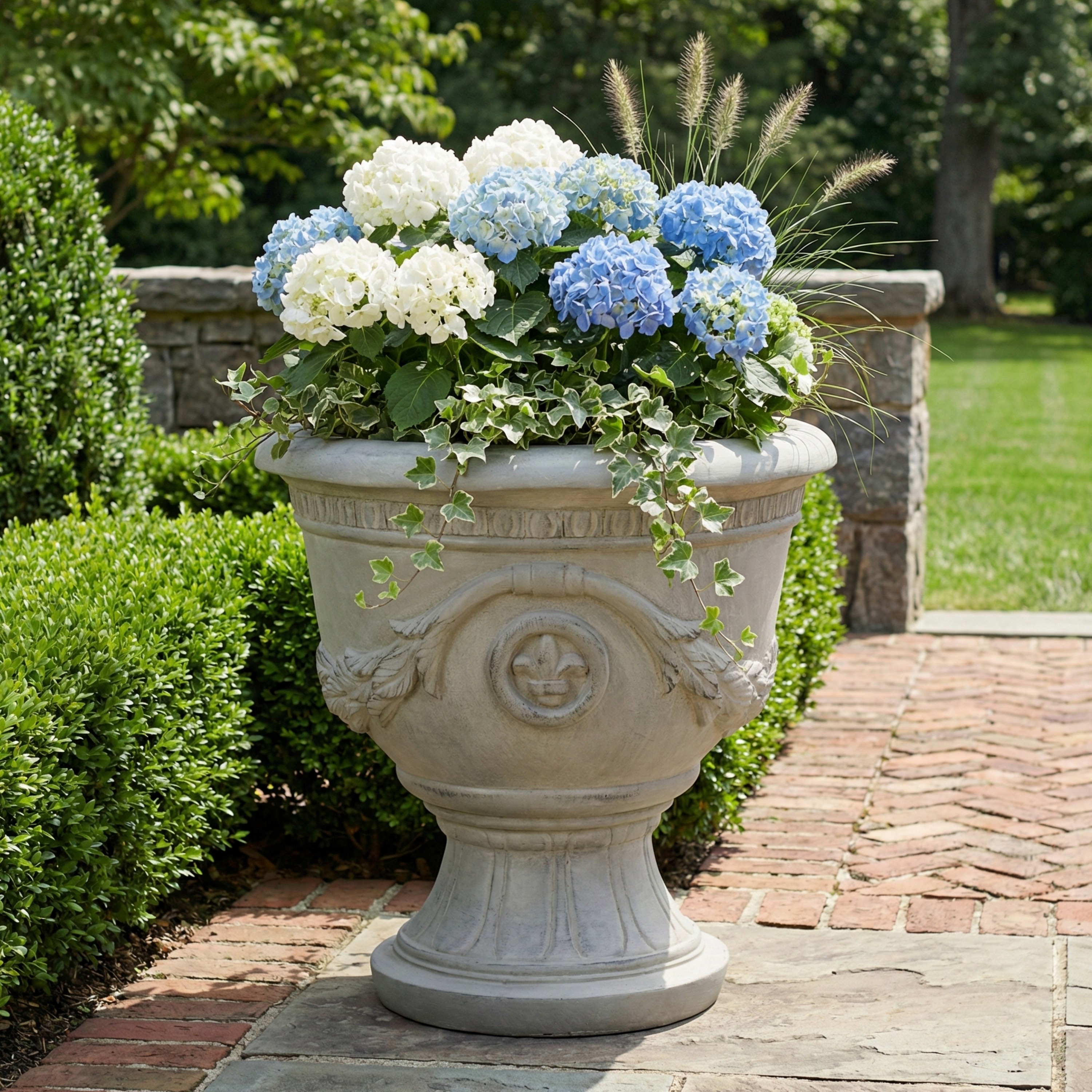 Christopher Knight Home 17.13 in. W x 16.14 in. H Gray Concrete MGO Garden Classical Heraldic Pedestal Urn Planter