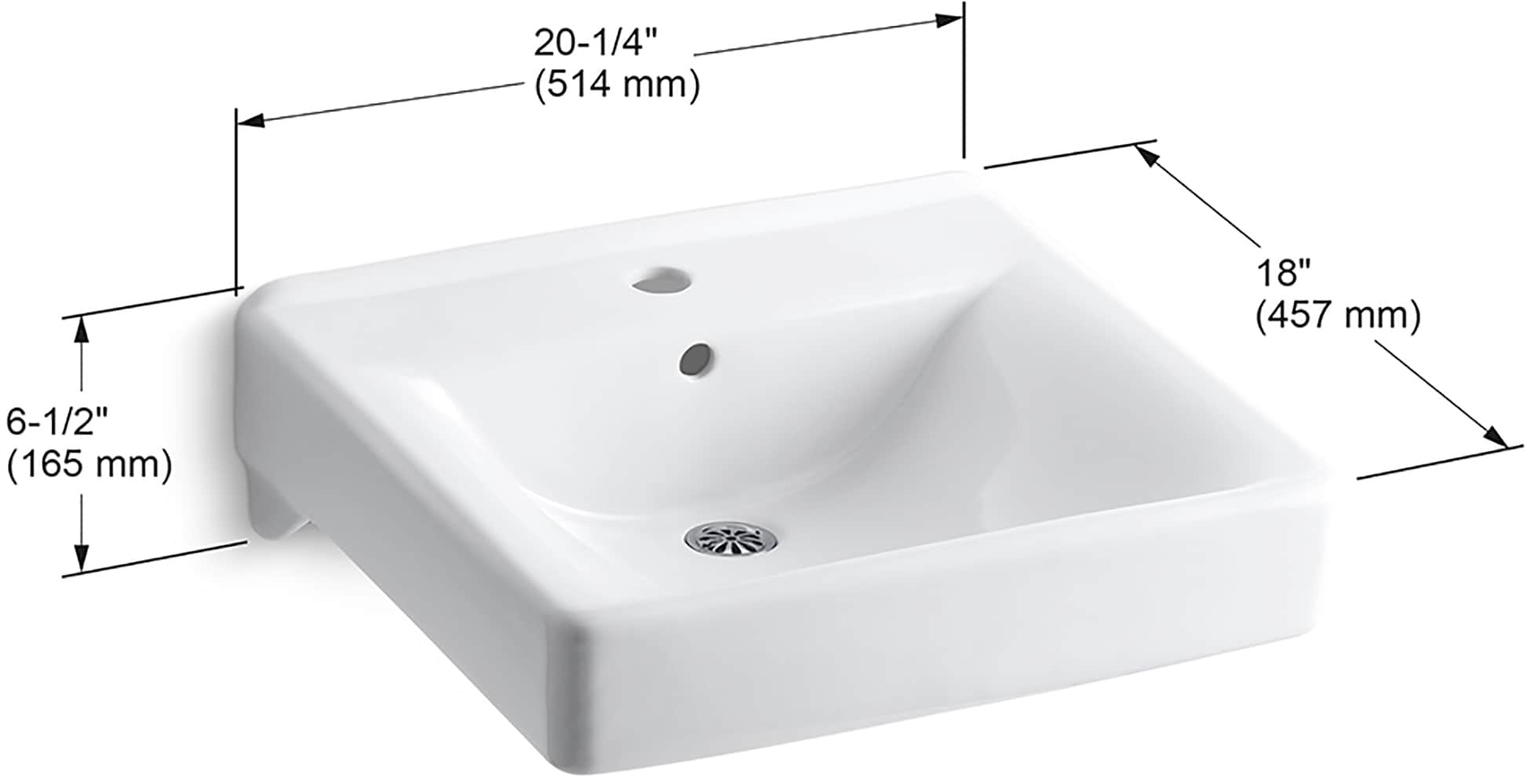 Soho 20" White Ceramic Wall-Mount Bathroom Sink