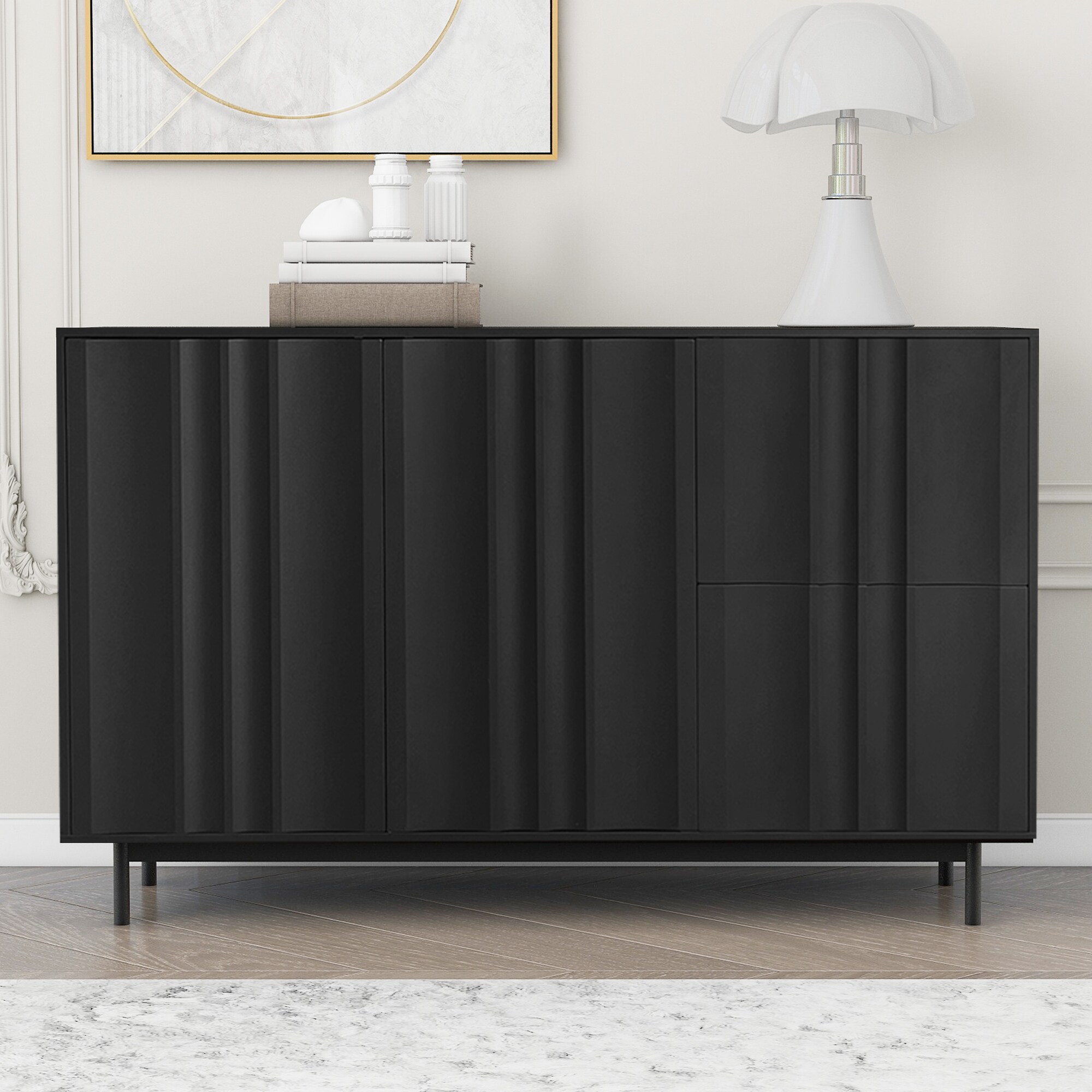 JIMSMAISON JMUSCB46B 47.2-in W 2-Door Black Accent Cabinet