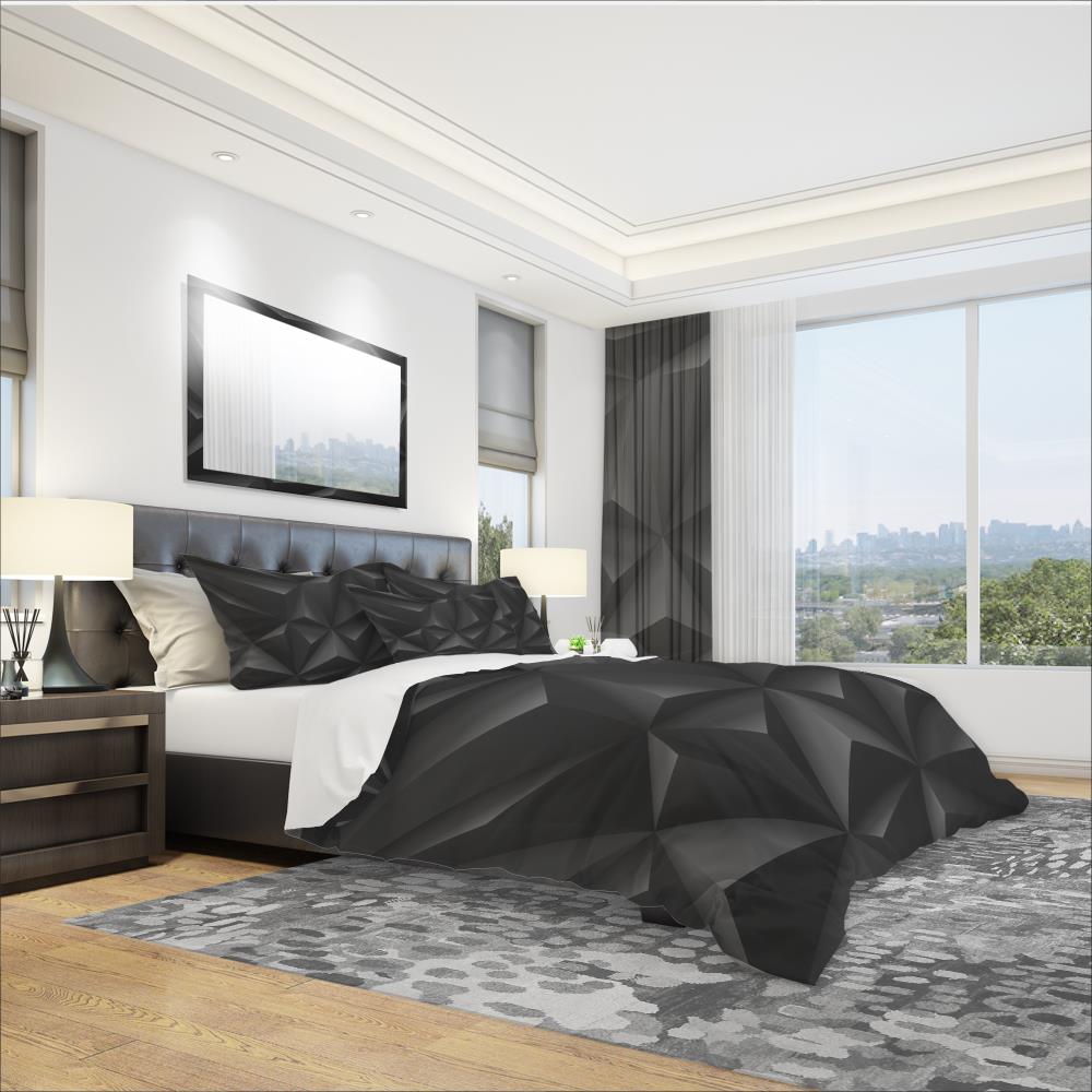 Designart BED18804-K 3-Piece Black King Duvet Cover Set