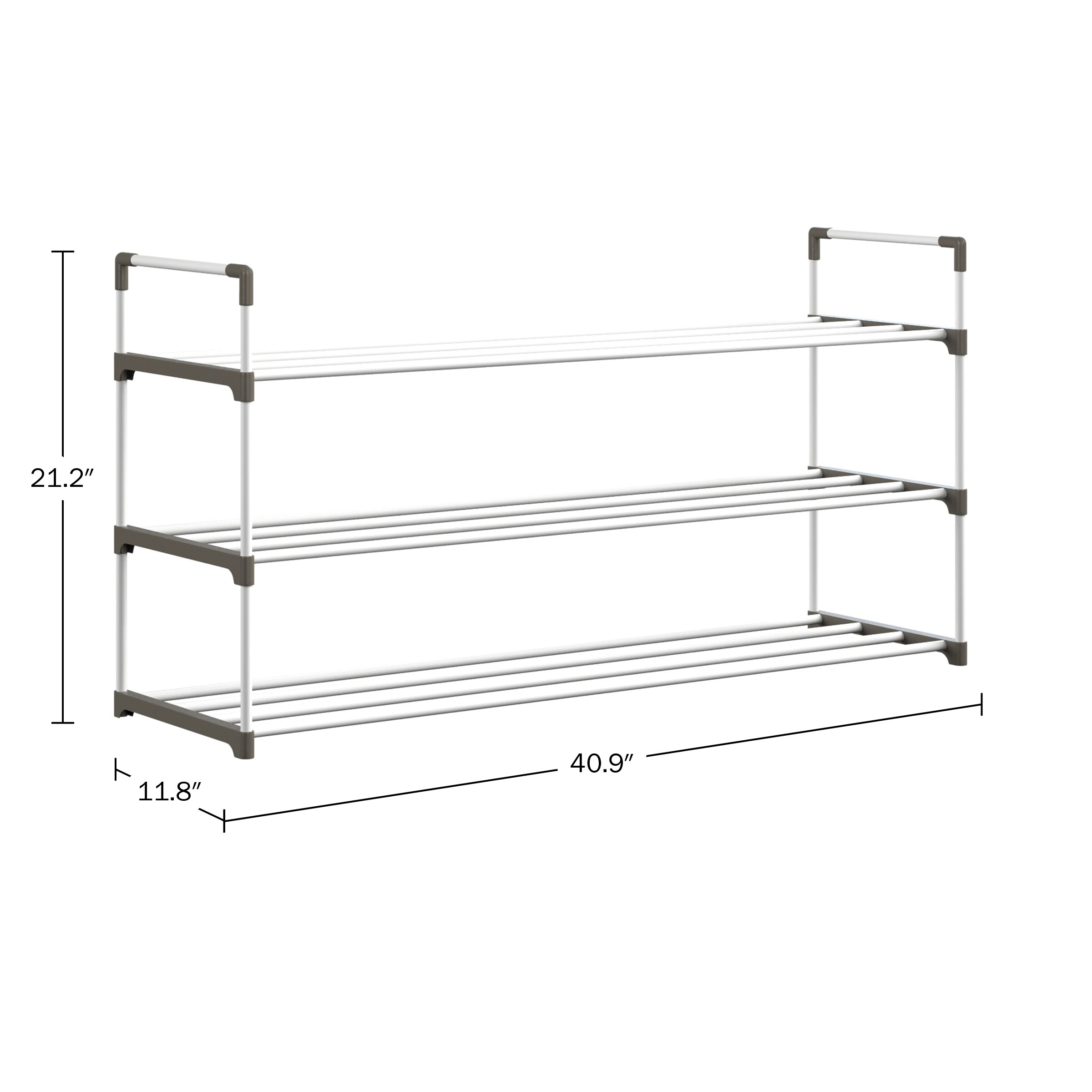 21.2 H 18-Pair 3-Tier Gray Plastic Shoe Rack