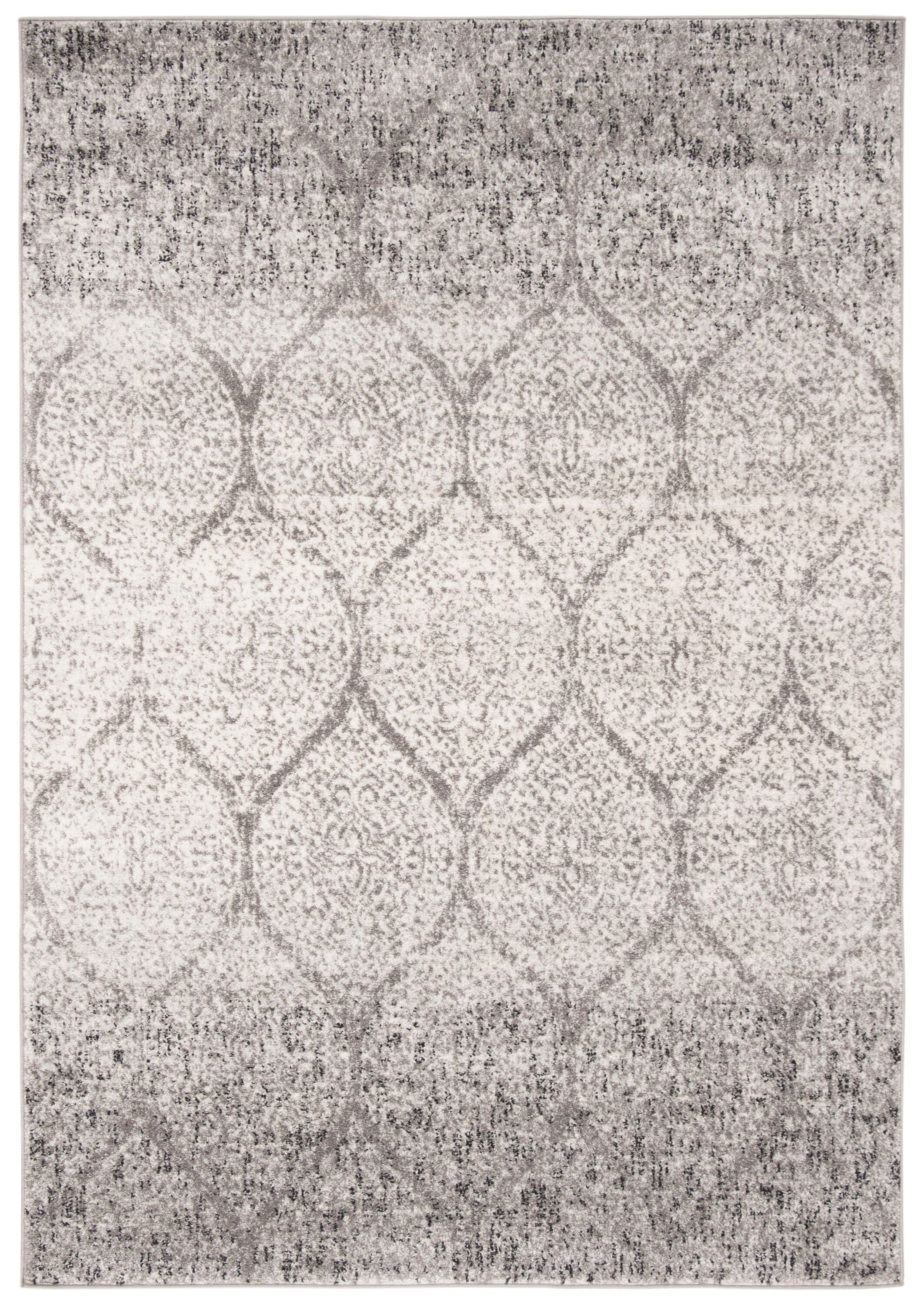 Elegant Gray & Ivory Synthetic 4' x 6' Hand-Knotted Area Rug