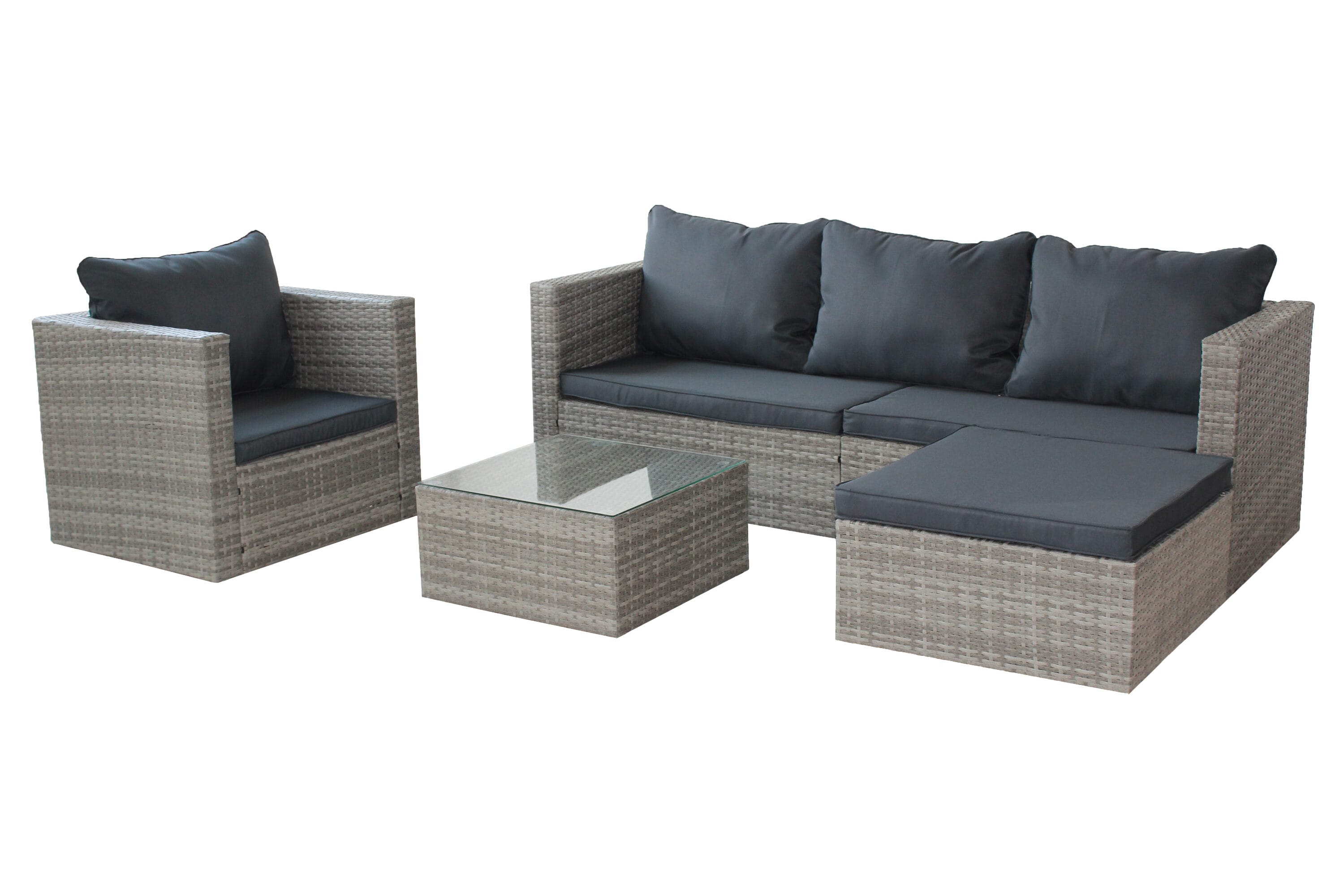 Forclover CRF-S00013 Patio Conversation Sets 4 -Piece Rattan Patio Sofa Conversation Set with Dark Gray Cushions