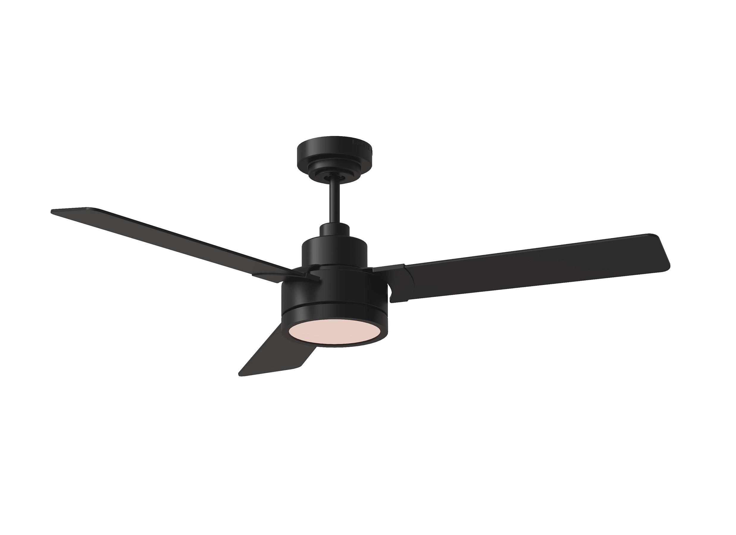 Generation Lighting 3JVR52MBKD Jovie 52-in Integrated LED Midnight Black with Midnight Black/American Walnut reversible blades Blades Propeller Ceiling Fan With Light ( 3 -Blade )